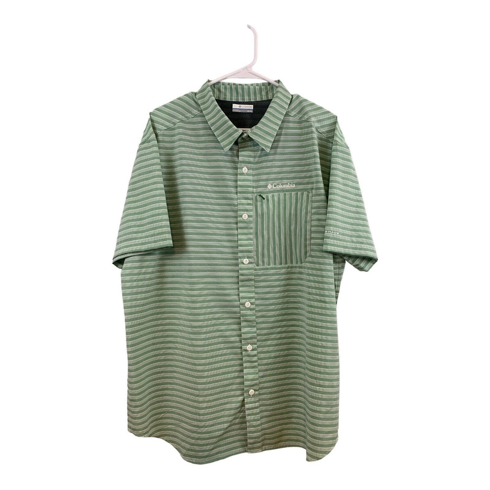 Columbia Columbia Men's Green Striped Omni Shade Outdoor Shirt XL