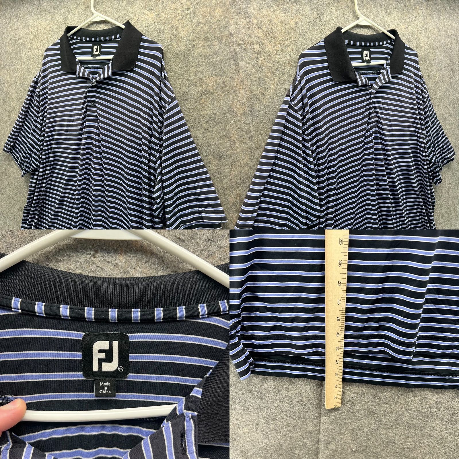 Footjoy FootJoy Polo Shirt Men 2XL Blue Black Polyester Spandex Golf Stretch Size US XXL / EU 58 / 5 - 8 Thumbnail