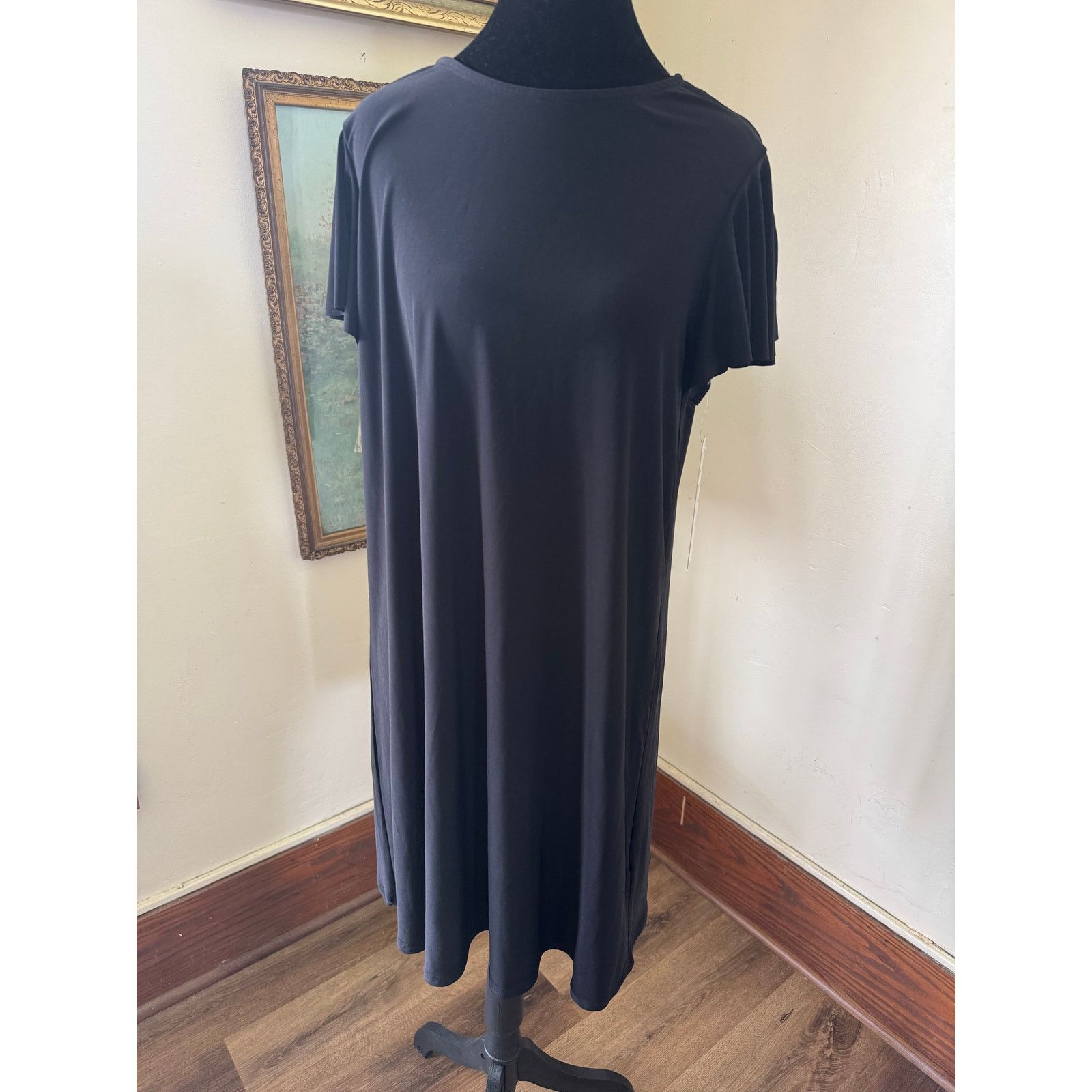 Nicole Miller NWT Nicole Miller Black Swing Dress Short Sleeve Stretch M Size M / US 6-8 / IT 42-44 - 1 Thumbnail
