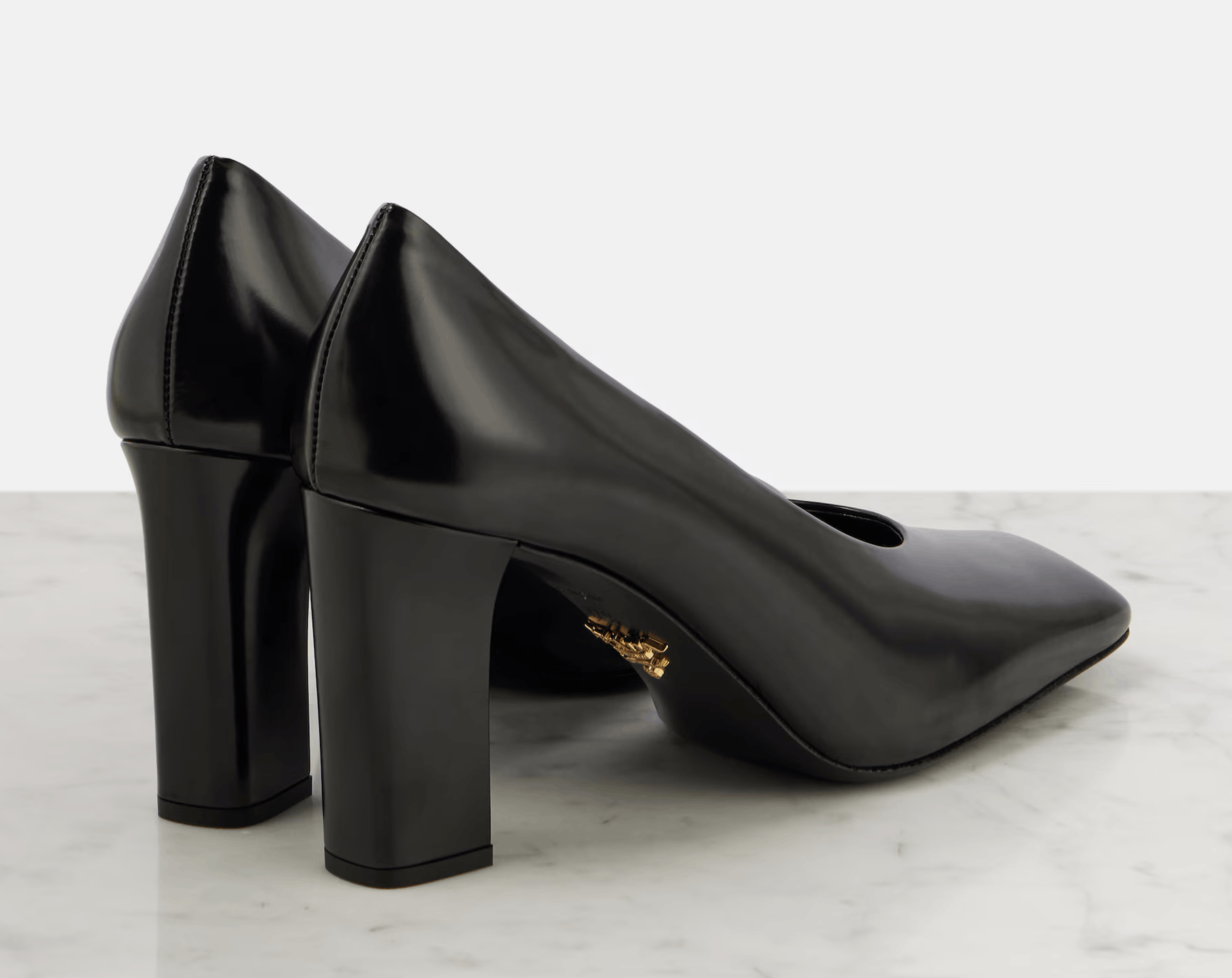 Prada Prada 85mm Brushed Logo Show Classic Block Heel Pump 38.5 Size US 8.5 / IT 38.5 - 15 Thumbnail