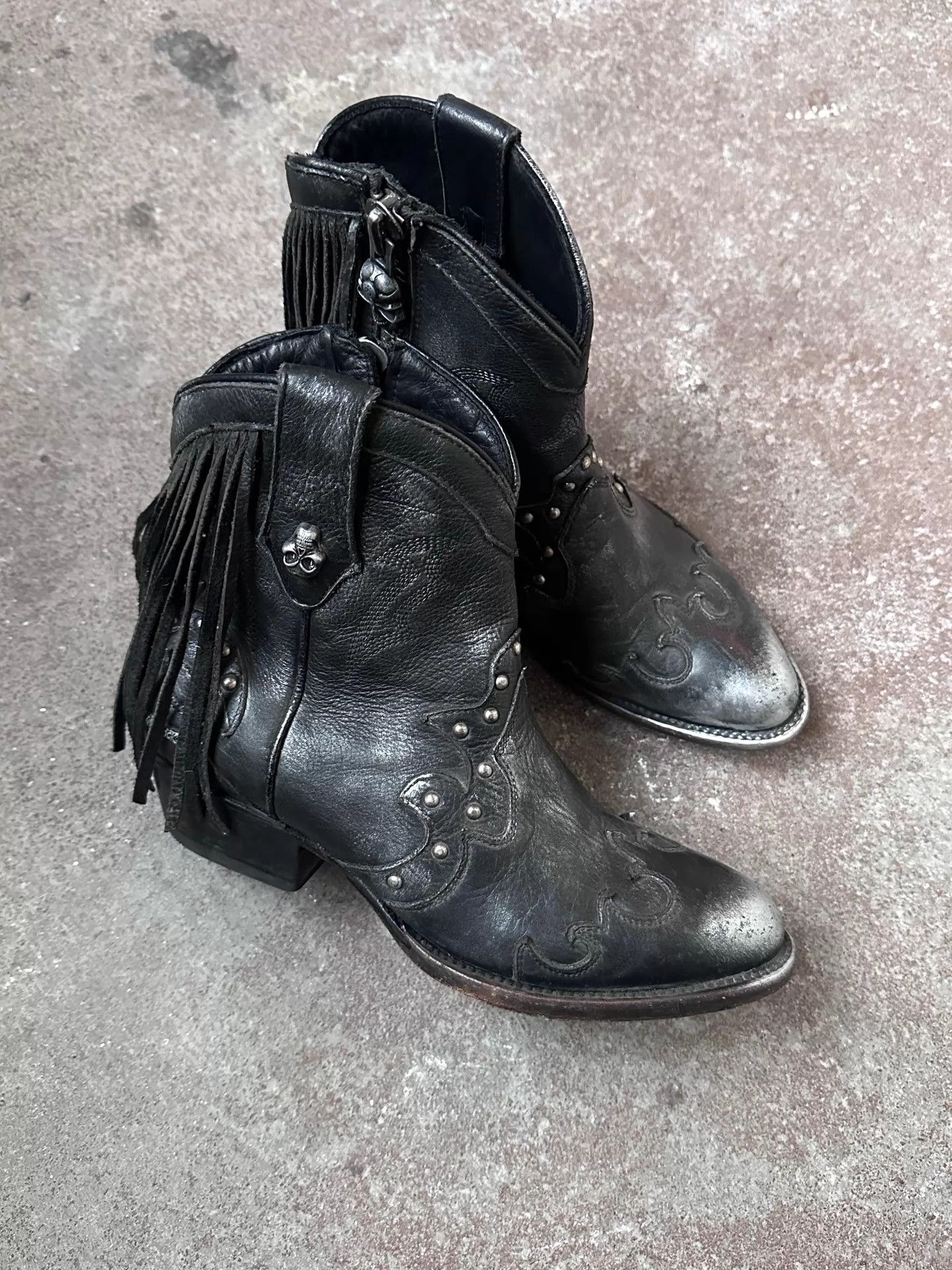 New Rock New Rock Distressed Tassel Western Boots Size US 7.5 / IT 37.5 - 2 Thumbnail