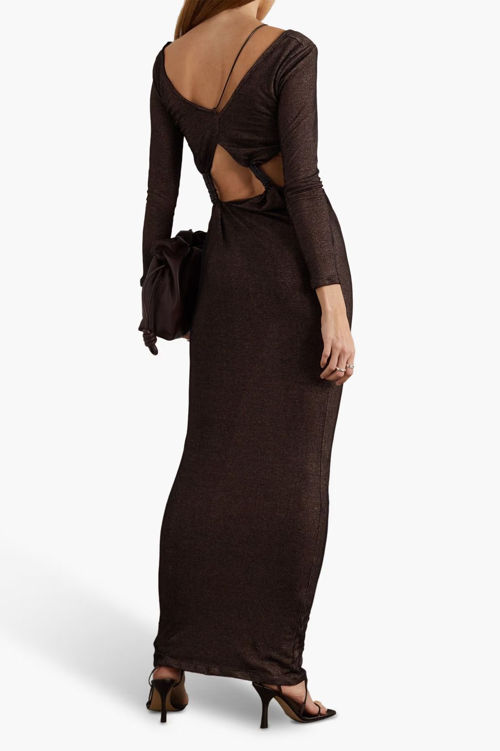Christopher Esber o1mle1224 Long Sleeve Corded Dress in Chocolate Size XS / US 0-2 / IT 36-38 - 3 Thumbnail