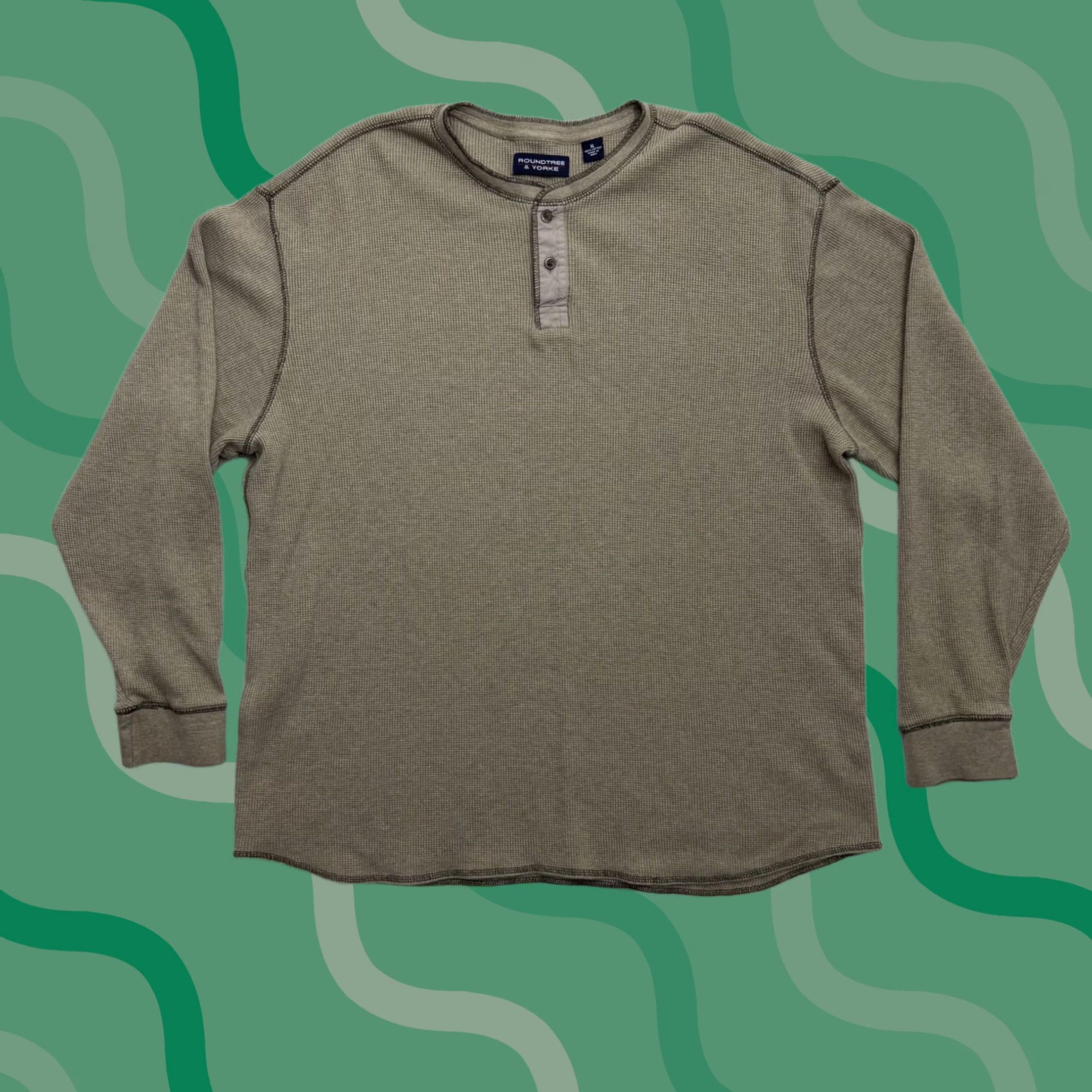 Roundtree & Yorke VINTAGE-roundtree yorke henley shirt mens XL beige thermal knit 100% cotton long sleeve pullover button casual winter shirts Mens Size US XL / EU 56 / 4 - 1 Thumbnail