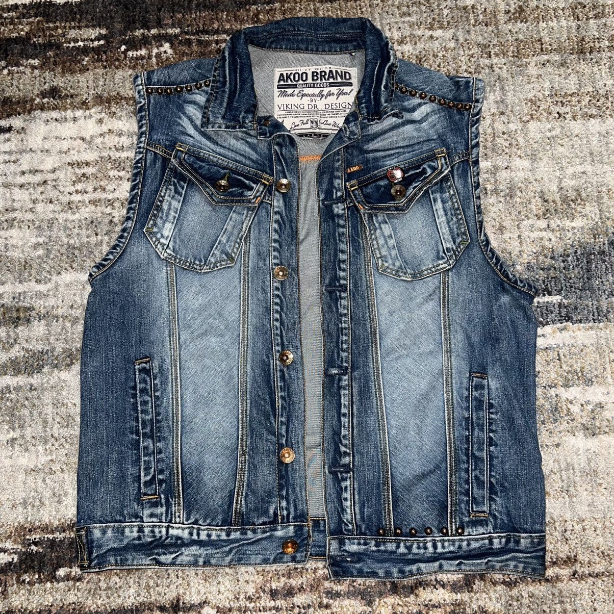 AKOO AKOO Stone Wash Studded Western Denim Vest Size US L / EU 52-54 / 3 - 2 Thumbnail