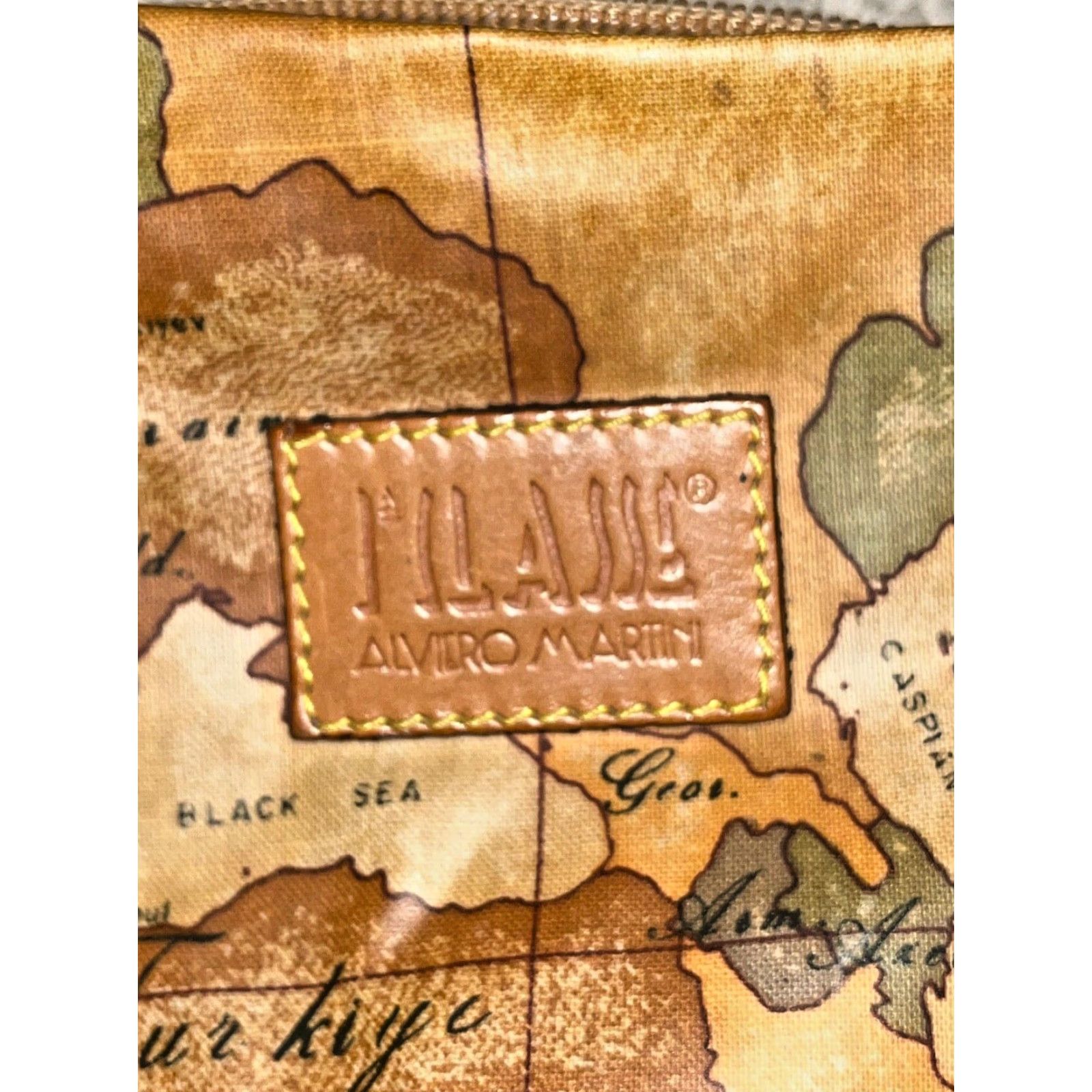 Alviero Martini VINTAGE Alviero Martini 1 Classe Women Shoulder Bag Brown Map Print Zipper Canvas Medium Size ONE SIZE - 3 Thumbnail