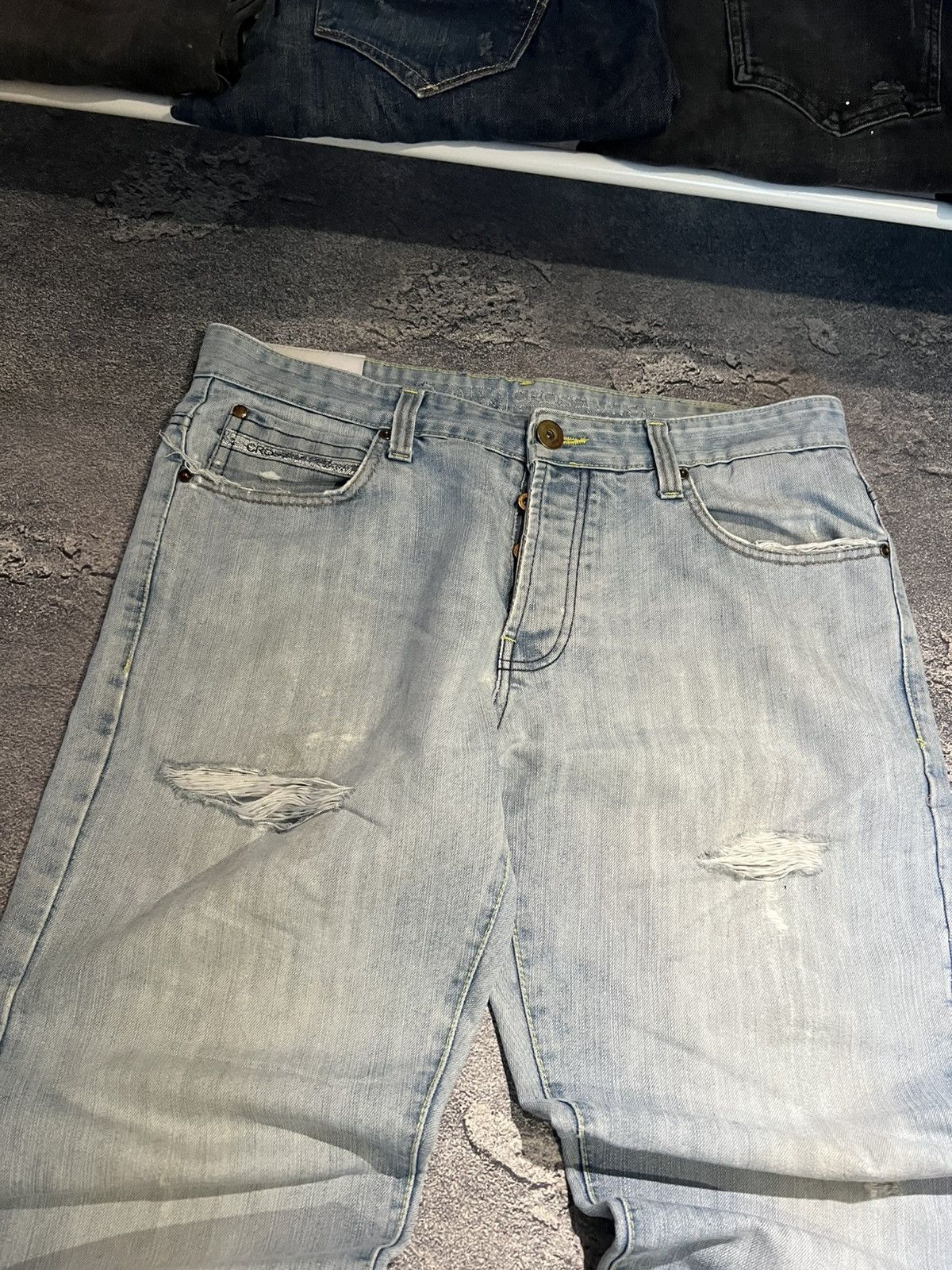 Japanese Brand Distressed Shredded Vintage Y2K Jeans — Cult Japanese Denim Size US 38 / EU 54 - 2 Thumbnail