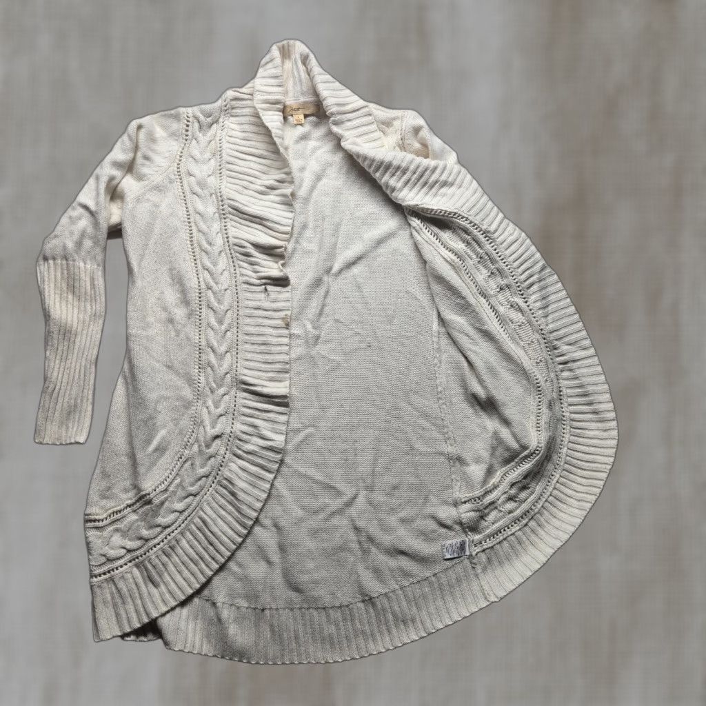 Vintage Motto Jacket Cardigan Knit Sweater Ivory Cream Unique Adult Women's Size L Large Moto Style Jacket Spring Fall Womens CW Size L / US 10 / IT 46 - 1 Thumbnail