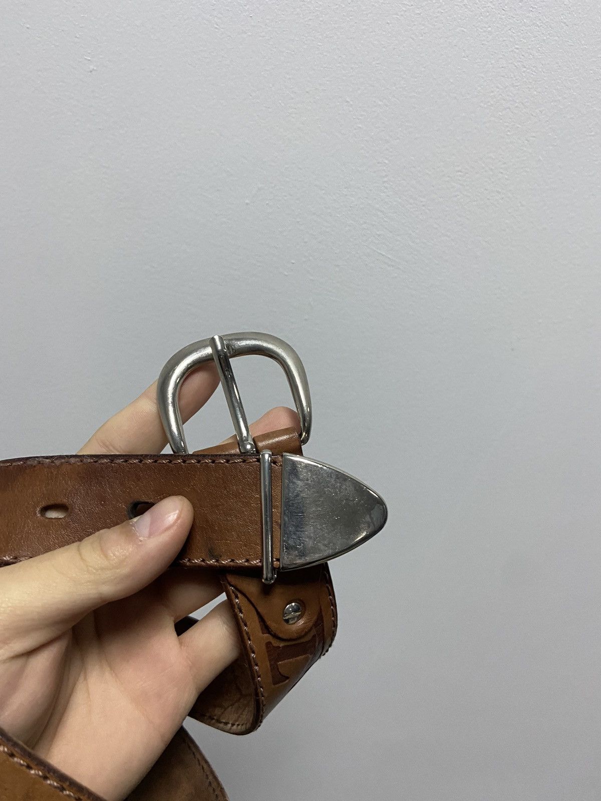 Diesel × Vintage Diesel Belt Vintage big letters logo Italy cow leather Size ONE SIZE - 3 Thumbnail