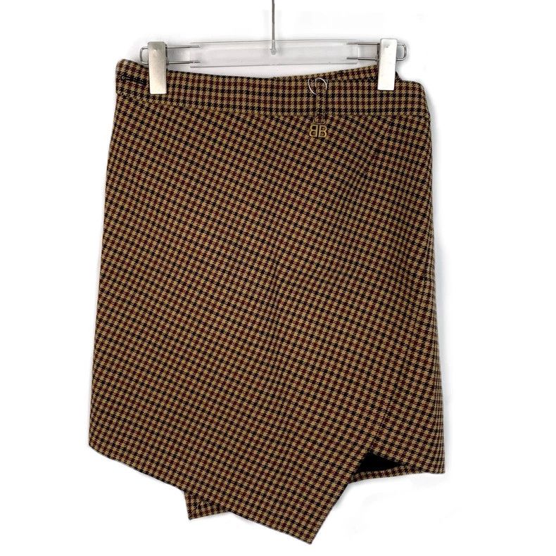 Balenciaga Balenciaga Brown wool plaid irregular culottes Size 24" / US 00 / IT 34 - 2 Thumbnail