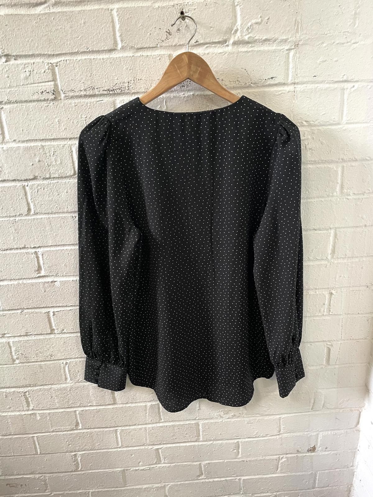 NEXT Next Black Polka Dot Long Sleeve Blouse Size M / US 6-8 / IT 42-44 - 3 Thumbnail