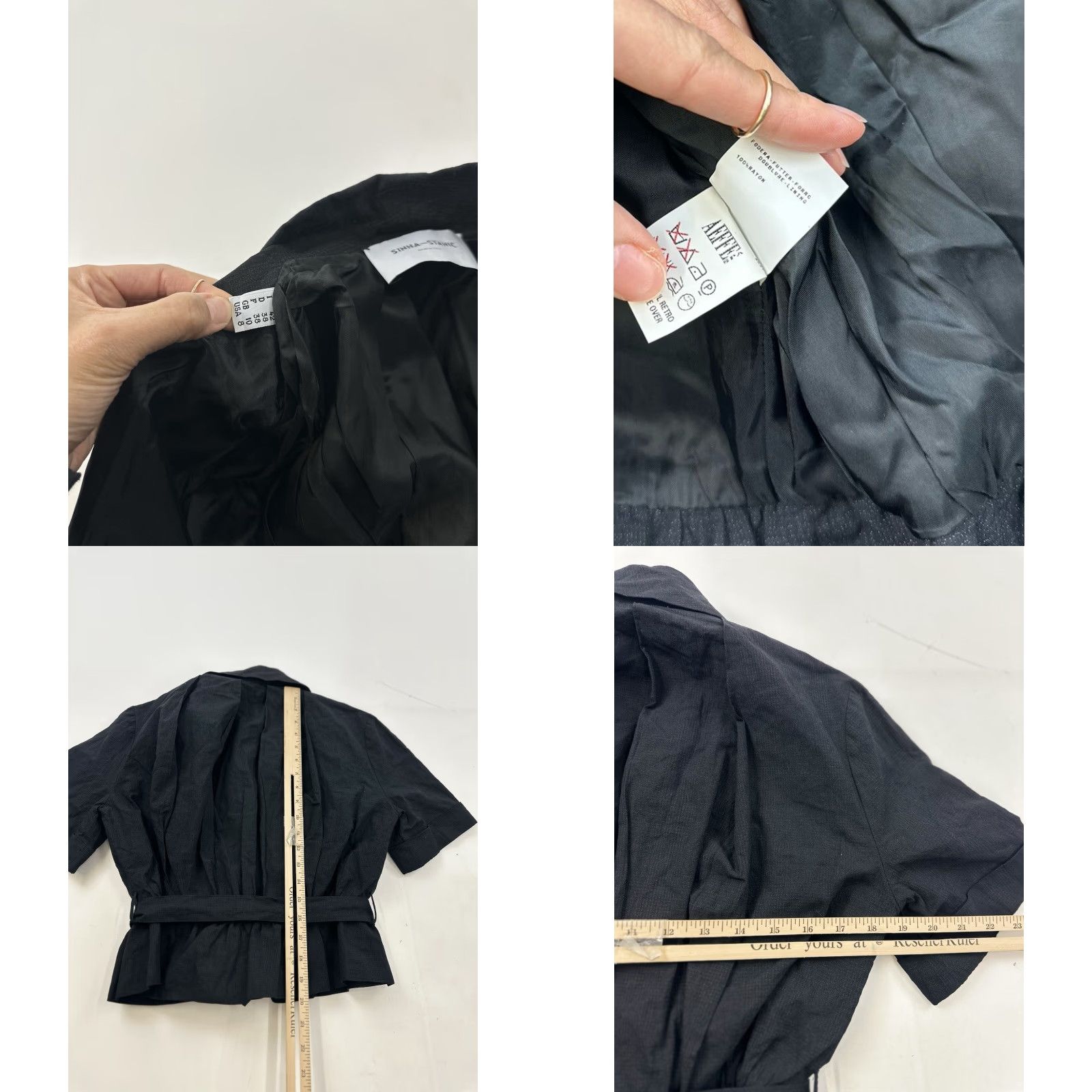 Vintage Sinha Stanic Jacket Women’s Black Metallic Short Sleeve Size 8 Italy Size 30" / US 8 / IT 44 - 8 Thumbnail