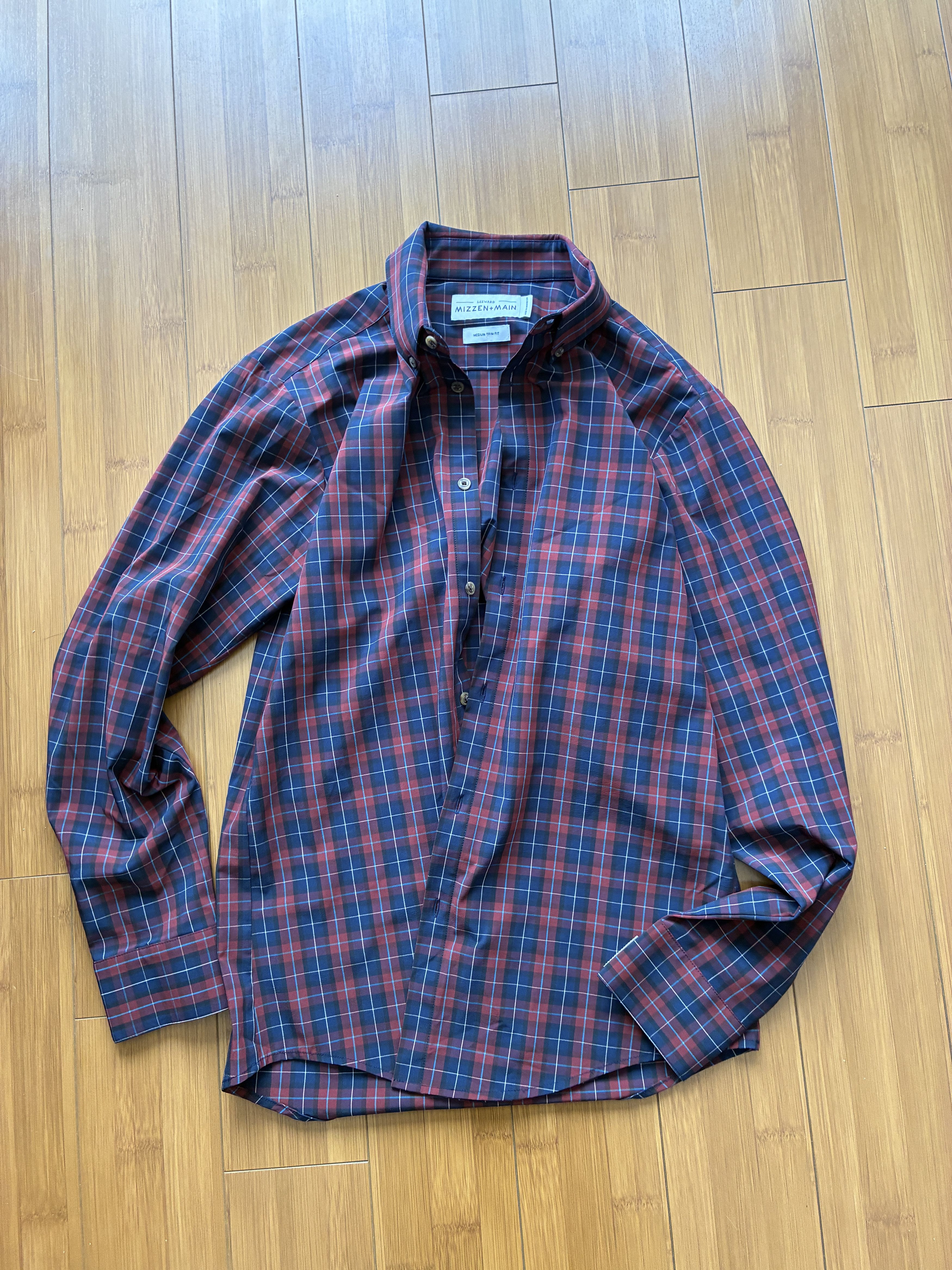 Mizzen+Main Mizzen+Main Leeward Men's Red Blue Plaid Dress Shirt Medium Size US M / EU 48-50 / 2 - 1 Thumbnail