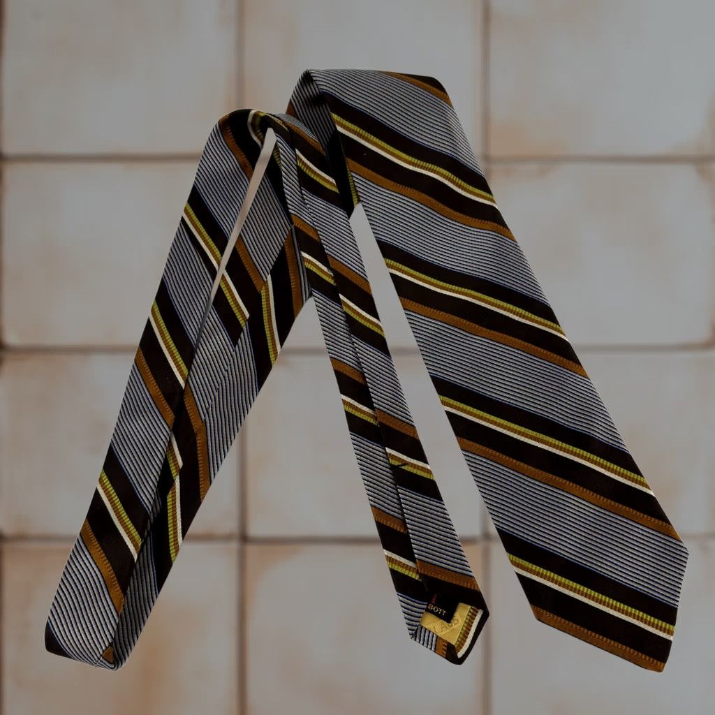 Robert Talbott Robert Talbott Tie Silk Brown Gold Striped Vintage Nordstrom Best of Class Men One Size 57"-60" Classic Logo Adjustable Size ONE SIZE - 1 Thumbnail