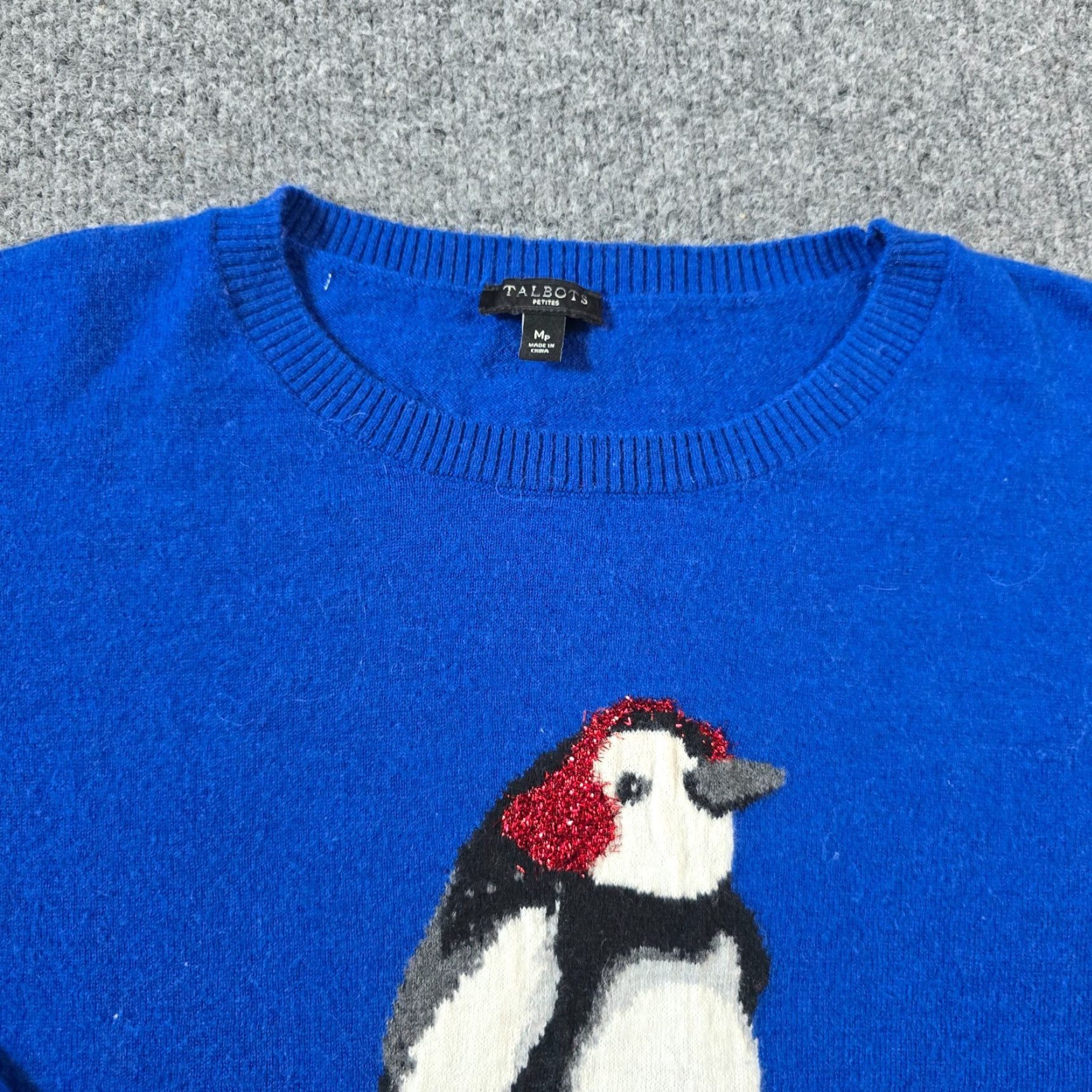 Talbots Talbots Sweater Women Medium Petite Blue Penguin Lambswool Winter Casual Career Size M / US 6-8 / IT 42-44 - 2 Thumbnail