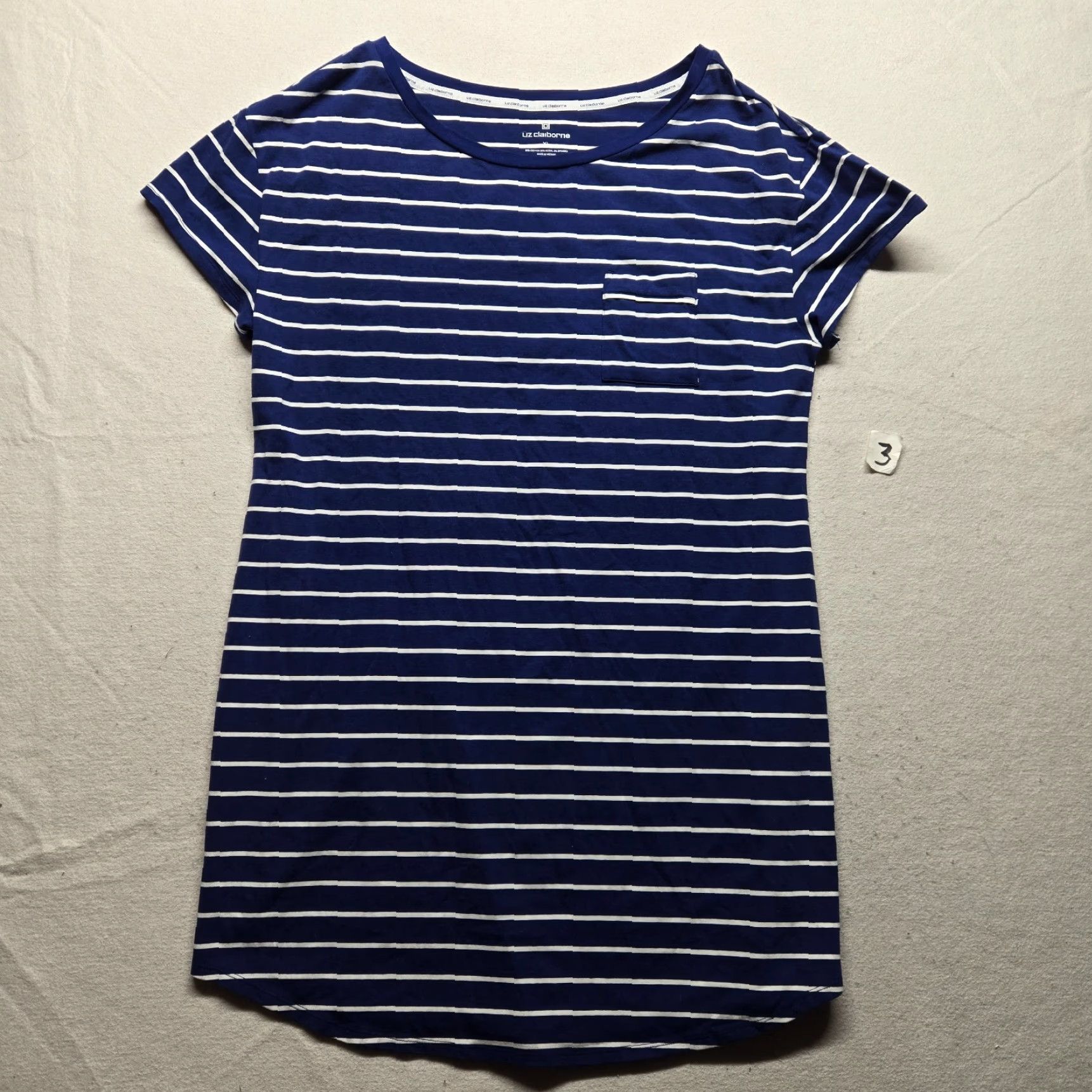 Liz Claiborne Liz Claiborne Shirt Blue Striped Short Sleeve XL Womens Adult Regular Straightforward Casual Shirt Size XL / US 12-14 / IT 48-50 - 2 Thumbnail