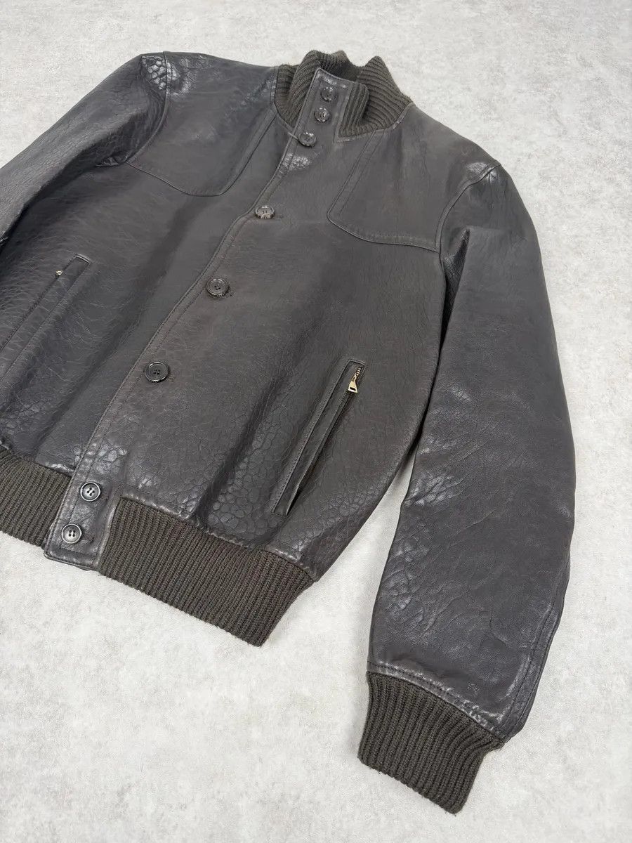 Gucci AW2011 Gucci Brown Buttoned Grained Leather Jacket Size US M / EU 48-50 / 2 - 6 Thumbnail