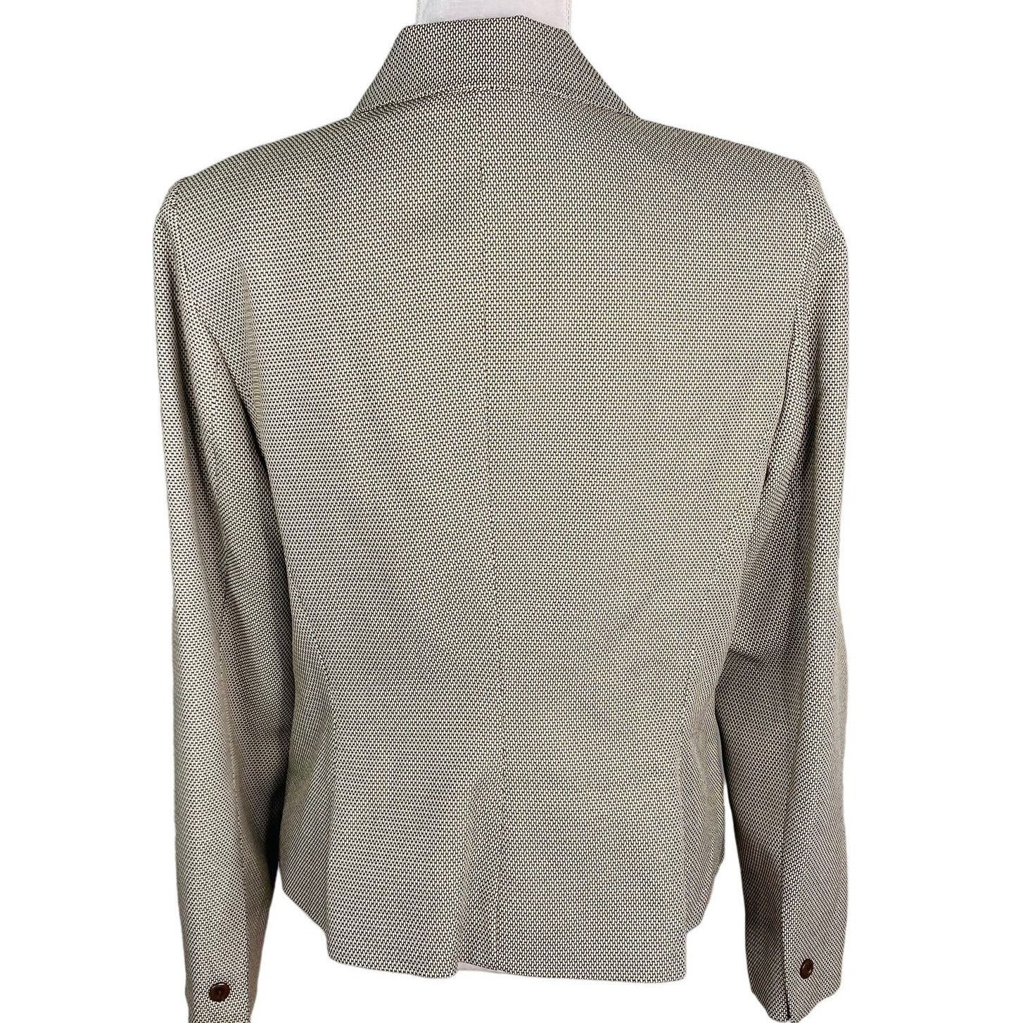 Other Vintage Giorgio Sant'Angelo Blazer 12 Taupe Ivory Weave New Size XL / US 12-14 / IT 48-50 - 2 Thumbnail