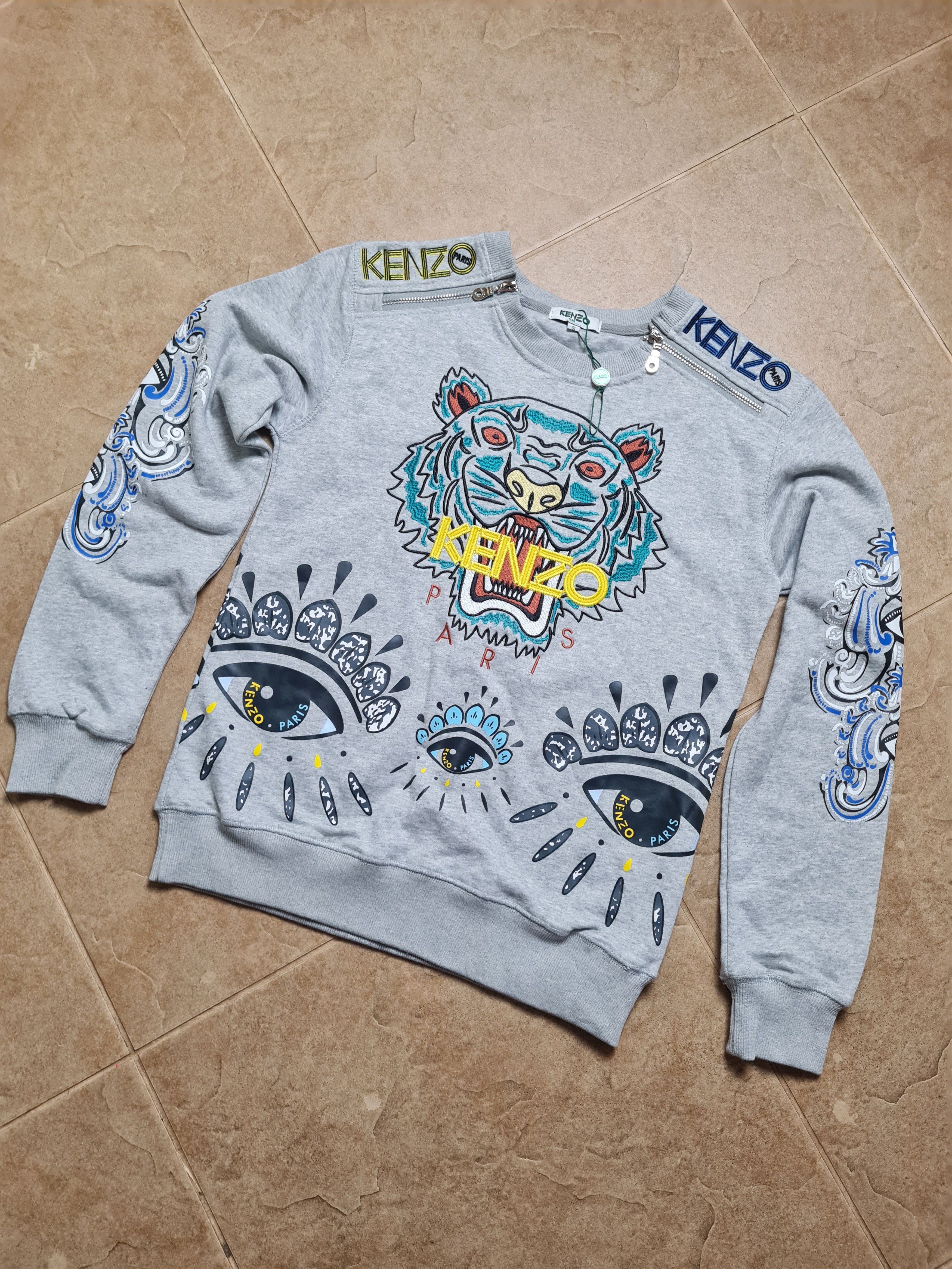 Kenzo Womens Sweatshirt KENZO big Logo Tiger Eyes Crewneck Jungle Size S / US 4 / IT 40 - 13 Thumbnail