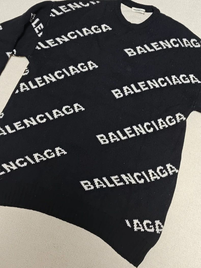 Balenciaga Full-print knit jacquard logo sweater