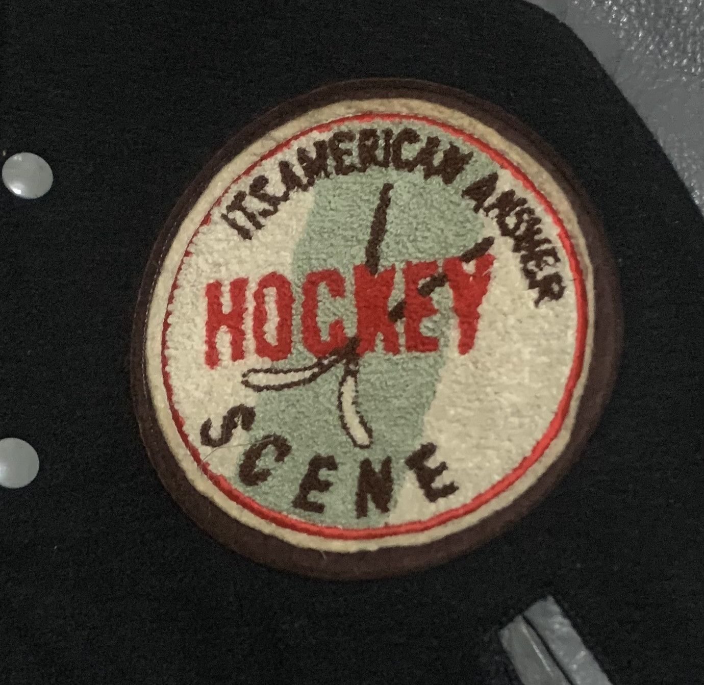 Vintage Vintage Hockey Scene Sleeve Leather Wool Varsity Jacket Size US M / EU 48-50 / 2 - 5 Thumbnail