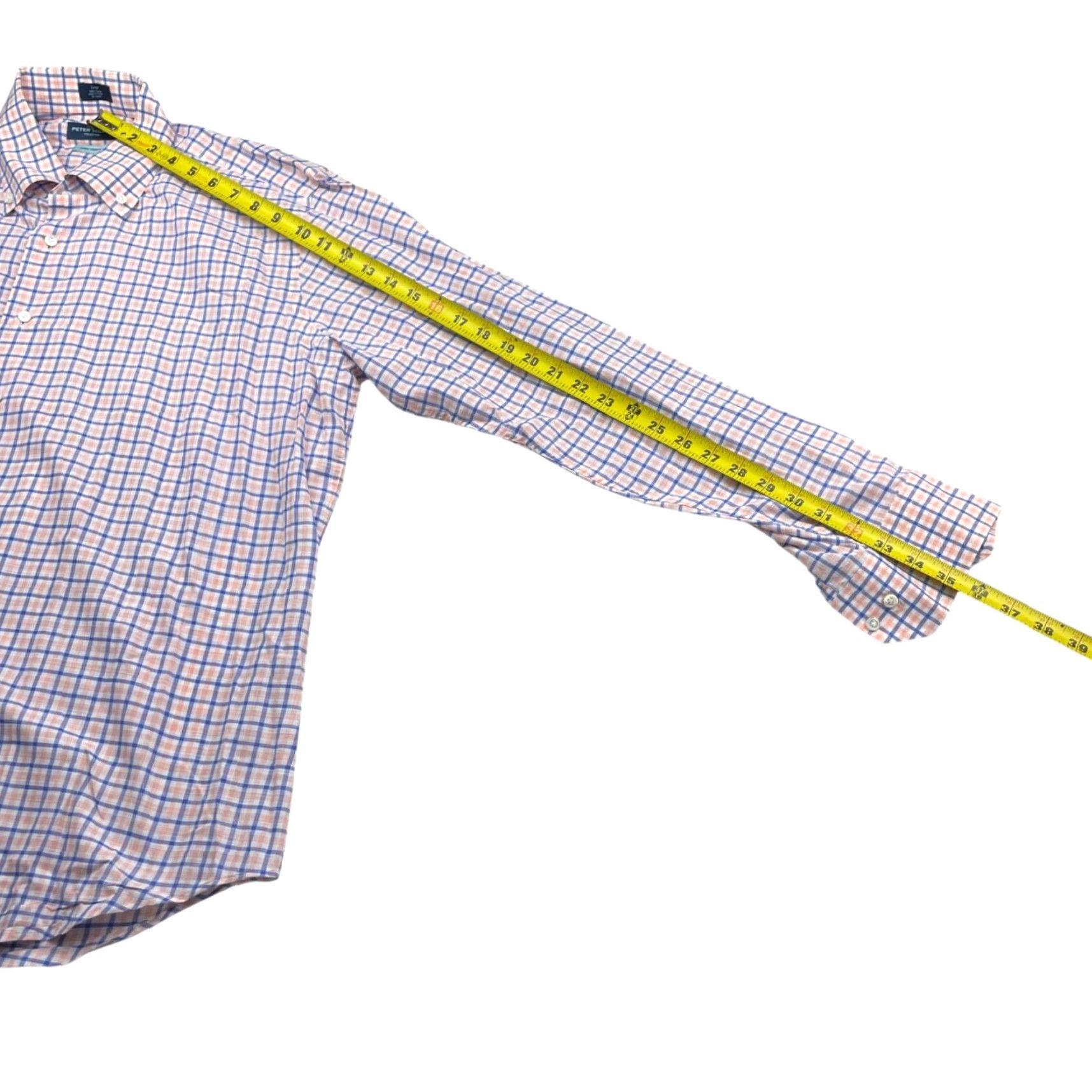 Peter Millar Peter Millar Shirt Men's Summer Chambray L/S Button Blue/Orange Plaid Large Size US L / EU 52-54 / 3 - 5 Thumbnail