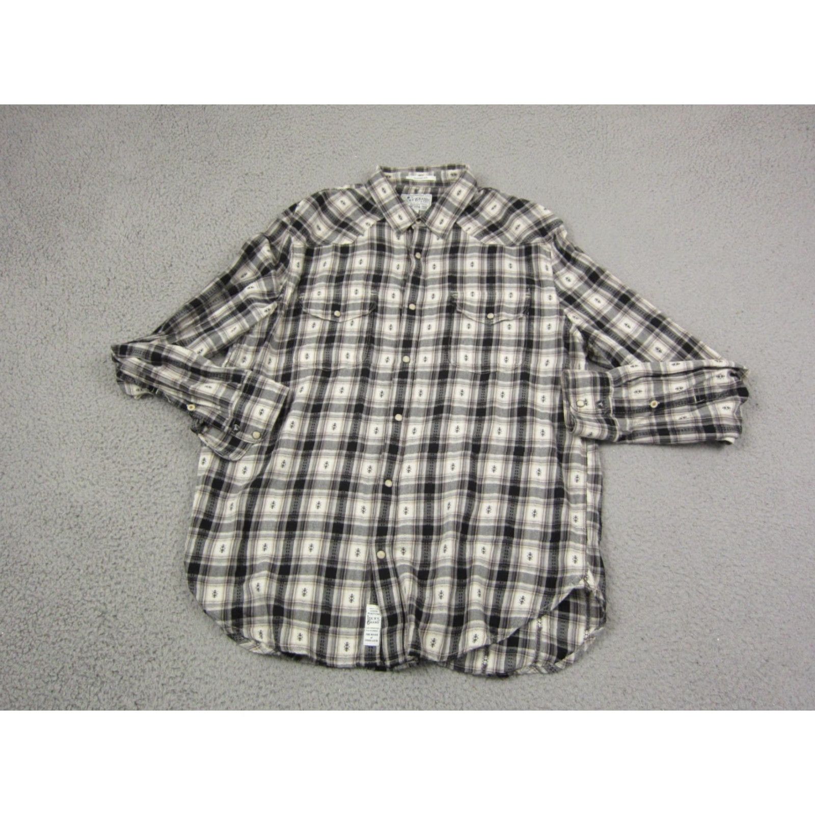 Lucky Brand Lucky Brand Shirt Mens Large Plaid Button-Up Collared Snap Pocket Classic Fit Black Size US L / EU 52-54 / 3 - 2 Thumbnail