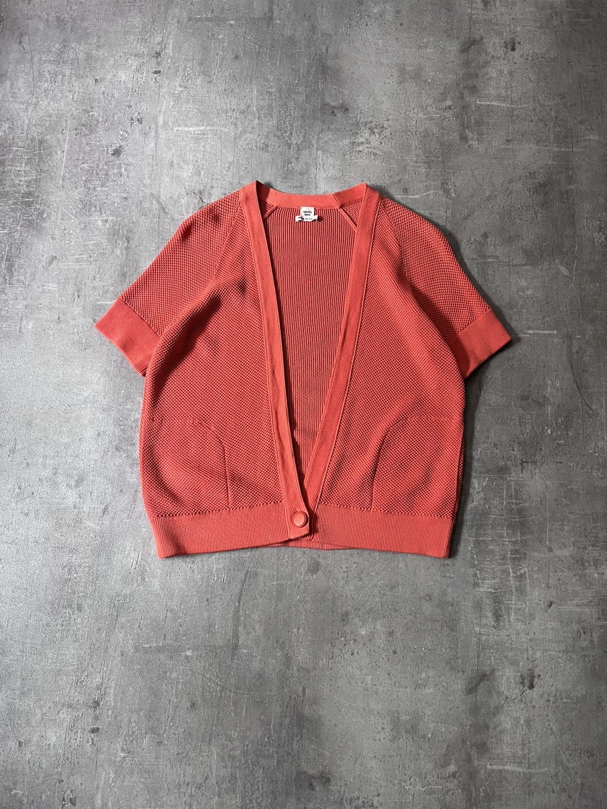 Hermes Hermes Knitted Cardigan Orange Short Sleeve Silk Size M / US 6-8 / IT 42-44 - 1 Thumbnail