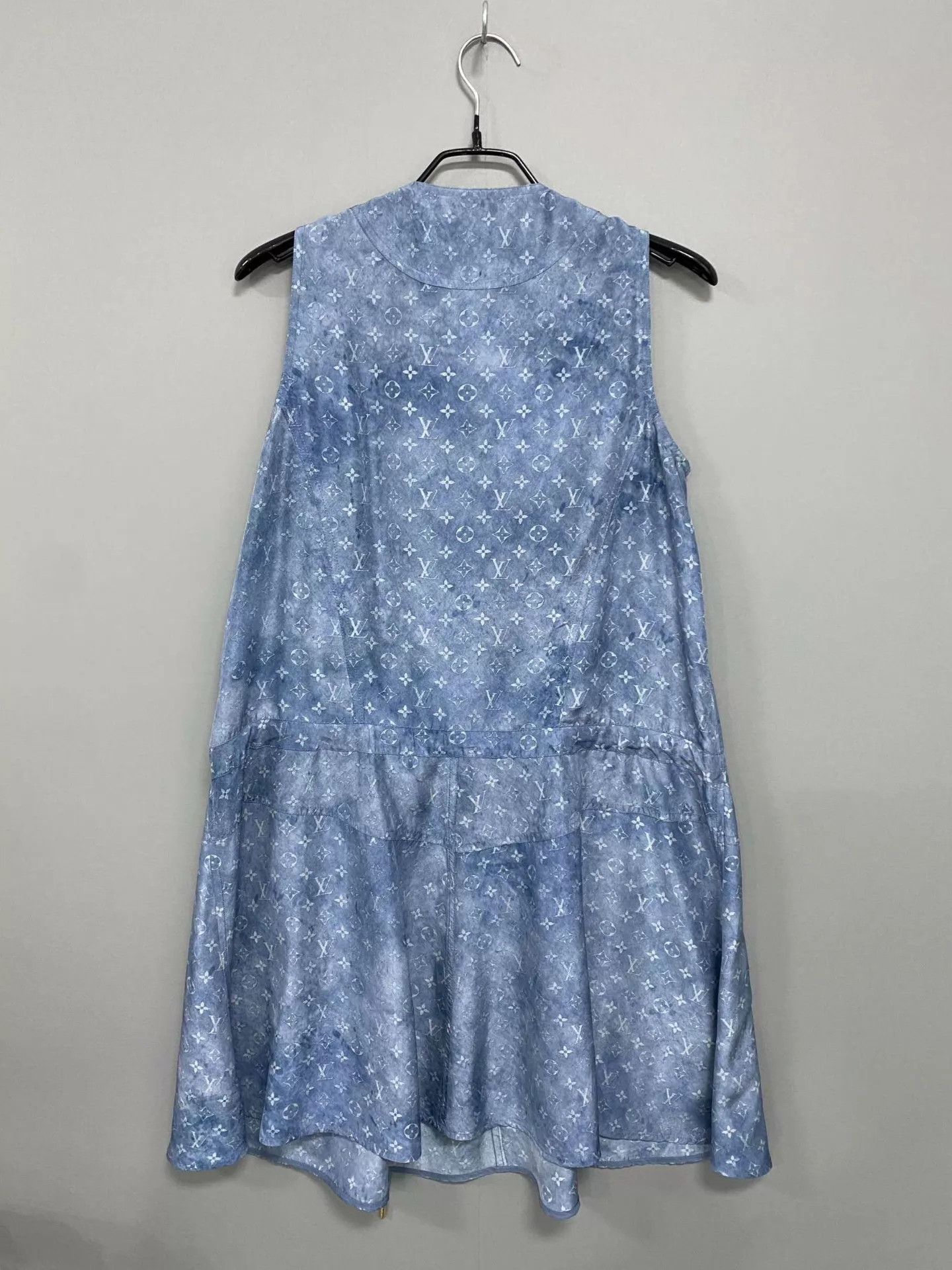 Louis Vuitton LV Blue Sleeveless All Over Print Silk Dress Size XS / US 0-2 / IT 36-38 - 3 Thumbnail
