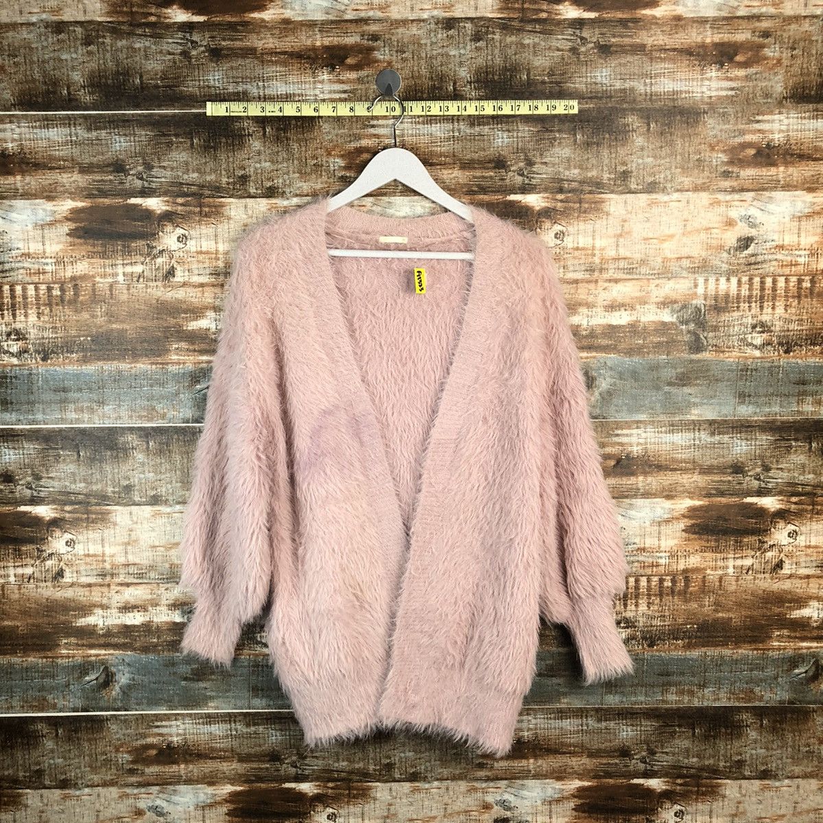 GU Pink Cardigan mohair shaggy fur Knitwear #A1323