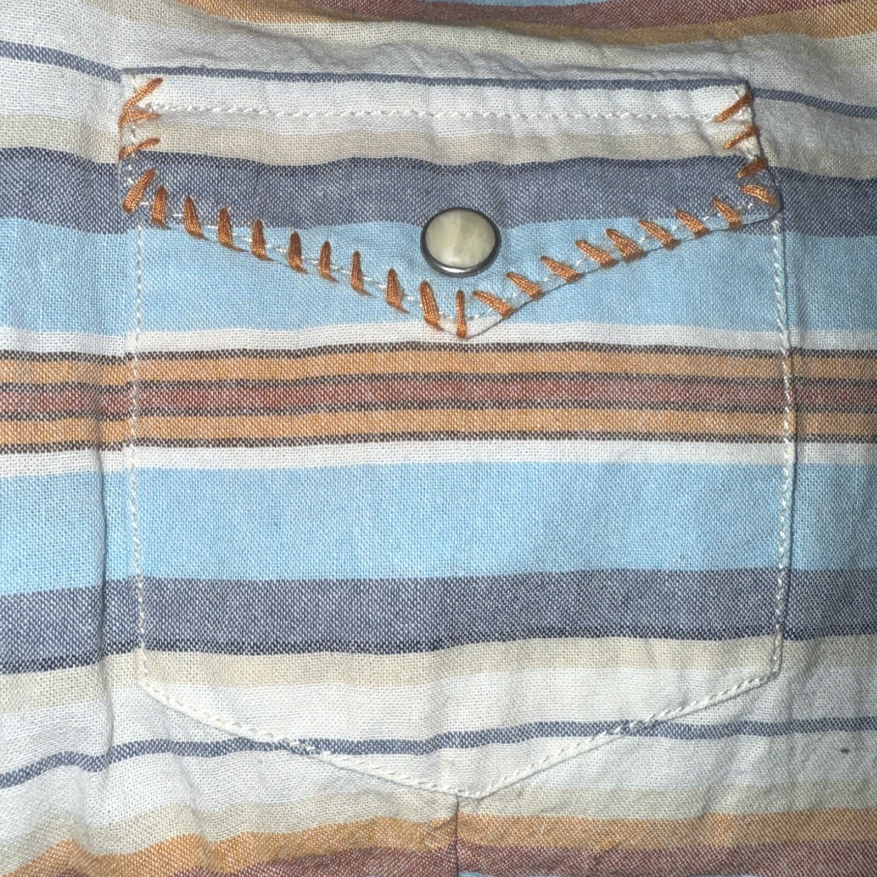 Vintage VINTAGE Panhandle Slim Pearl Snap Shirt Women Embroidered Pocket Long Sleeve Striped Orange Blue Cream Sized M Size M / US 6-8 / IT 42-44 - 5 Thumbnail
