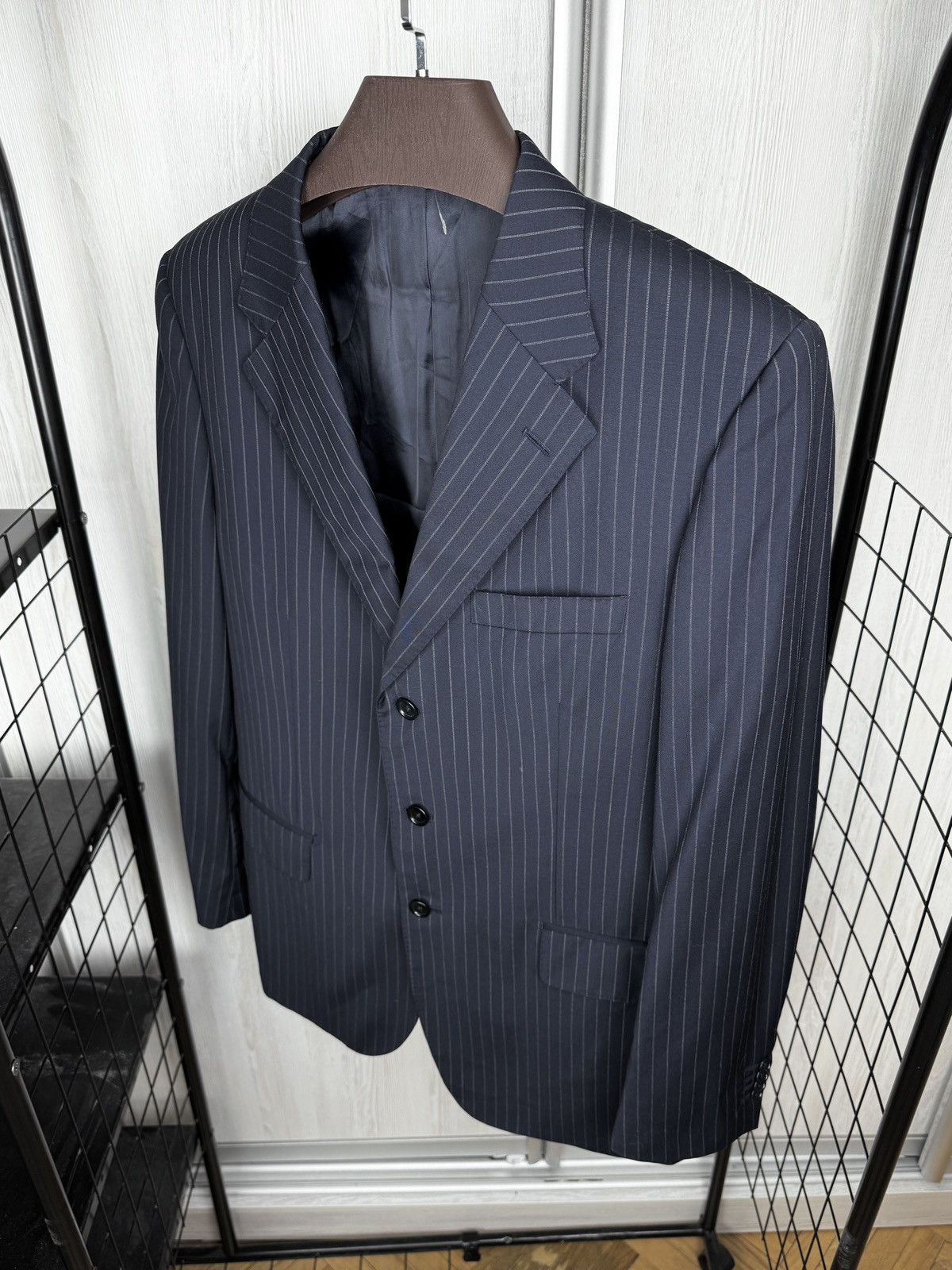 Boggi Boggi Milano blue pinstripe wool 2 button blazer suit jacket Size 42R - 6 Thumbnail