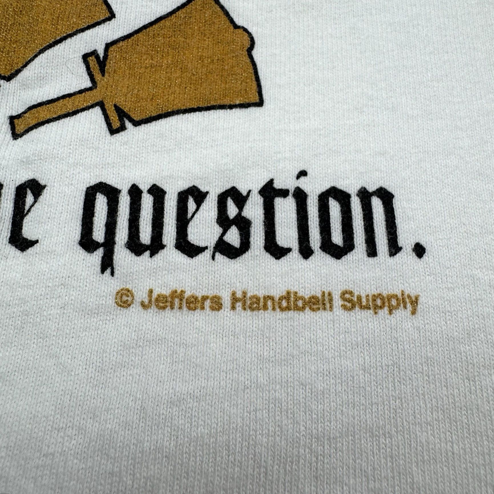 Hanes VINTAGE Hanes T-Shirt Adult XL White 90s Promo Hand Bell Jeffers Supply Men's Size US XL / EU 56 / 4 - 4 Thumbnail