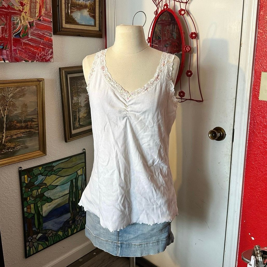 Other butterfly brand stretch ribbed white lace sequin tank top Size XL / US 12-14 / IT 48-50 - 1 Thumbnail
