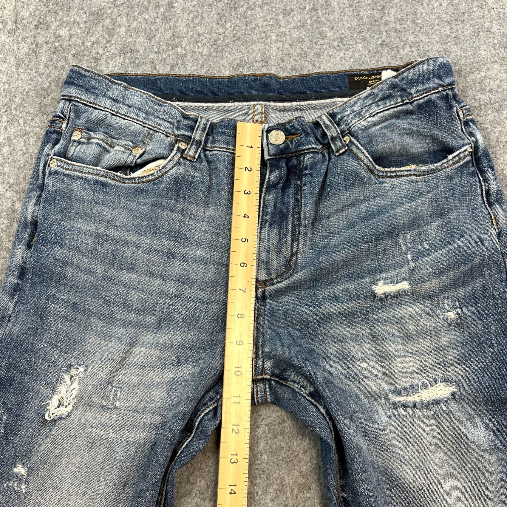 Dolce & Gabbana Dolce&Gabbana Jeans Slim Skinny 34 30 Distressed Whiskers Blue Logo Italy Men Denim Cotton Elastane 5-Pocket Design Vintage No Size US 34 / EU 50 - 5 Thumbnail
