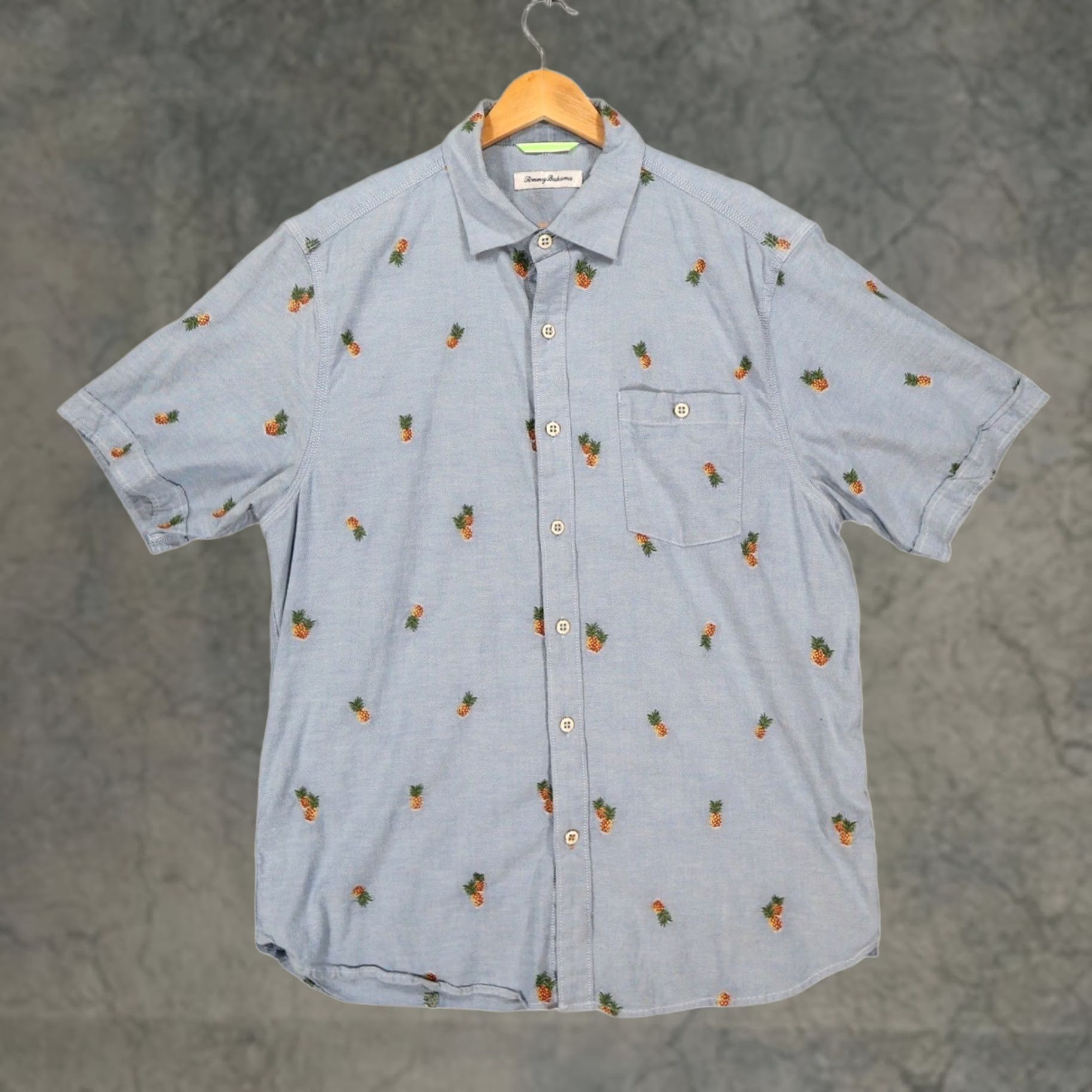Tommy Bahama Tommy Bahama Shirt Mens M Blue Pineapple Embroidered Short Sleeve Casual Tropical Size US 31 - 1 Thumbnail