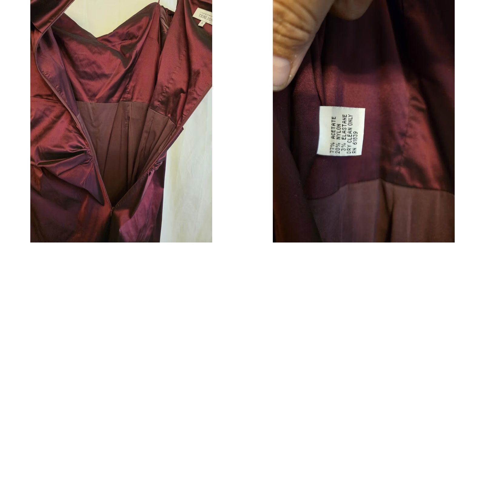 Vintage Teri Jon Dress Womens 16 Red Off Shoulder Puff Sleeve Ruched Satin Maxi Formal Dress Size XXL / US 16-18 / IT 52-54 - 10 Thumbnail