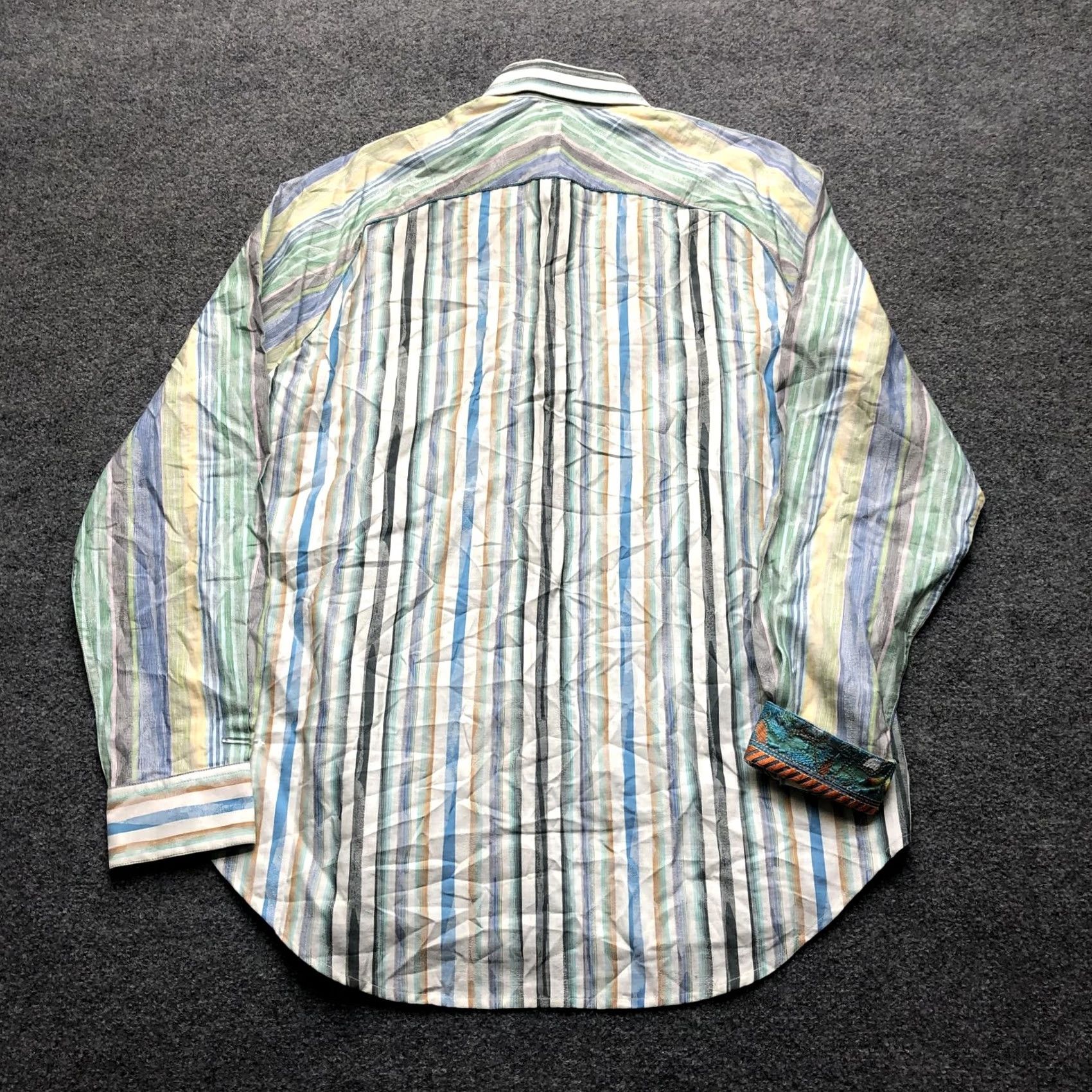 Robert Graham Robert Graham Shirt Mens Medium Multicolor Striped Button-Up Long Sleeve Embroidered Casual Shirt Size US M / EU 48-50 / 2 - 7 Thumbnail