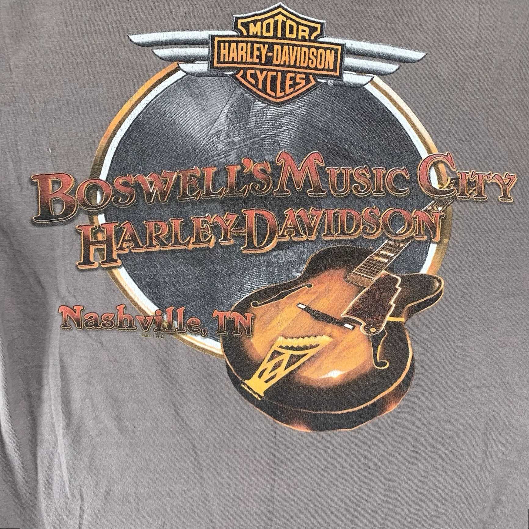 Harley Davidson Harley-Davidson Shirt Adult Medium Gray Guitar Graphic Print Music City Nashville Tennessee Unisex Size US M / EU 48-50 / 2 - 2 Thumbnail