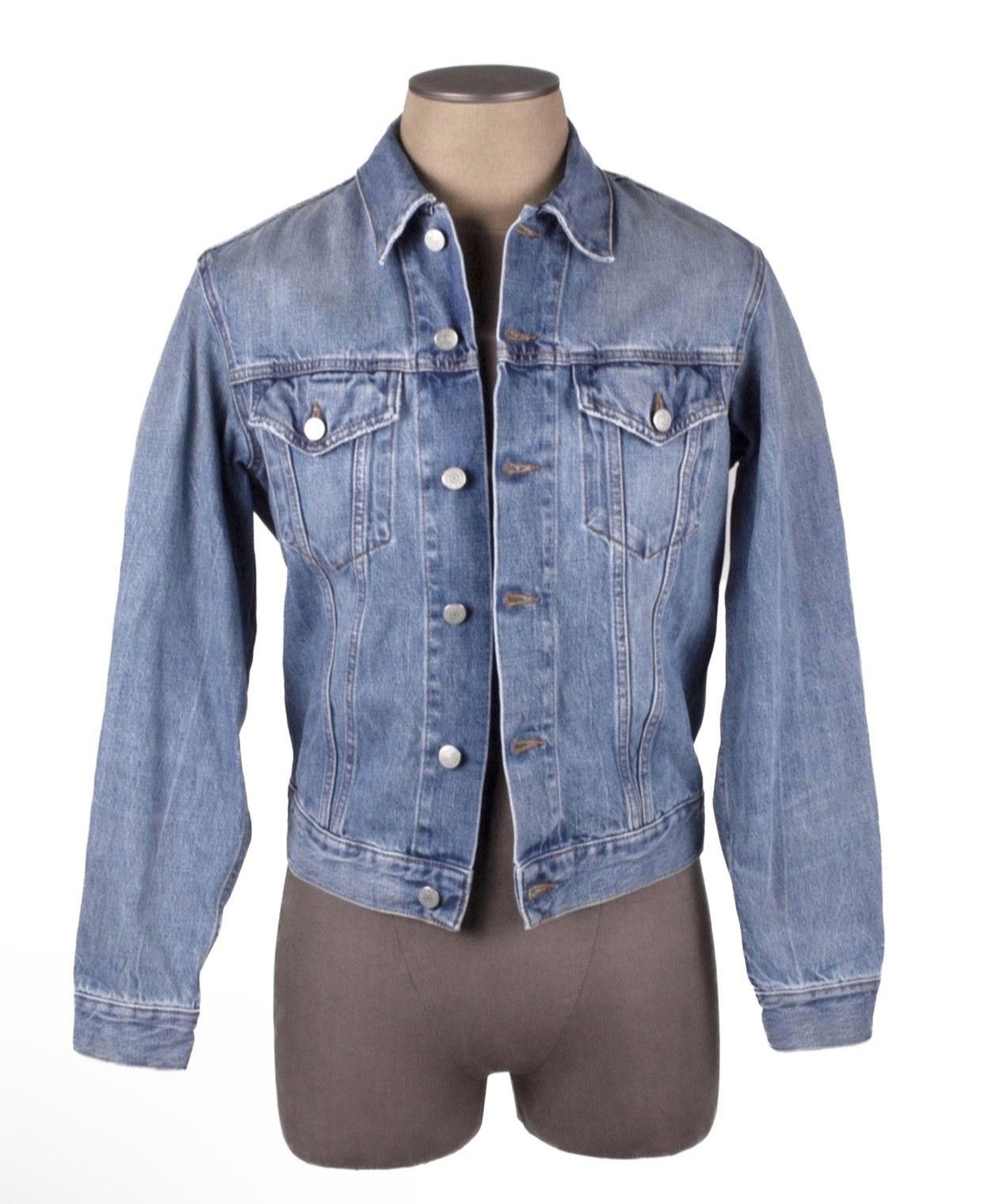 image of Acne Studios Washed Blue Cotton Denim Jacket, Men's (Size Small)