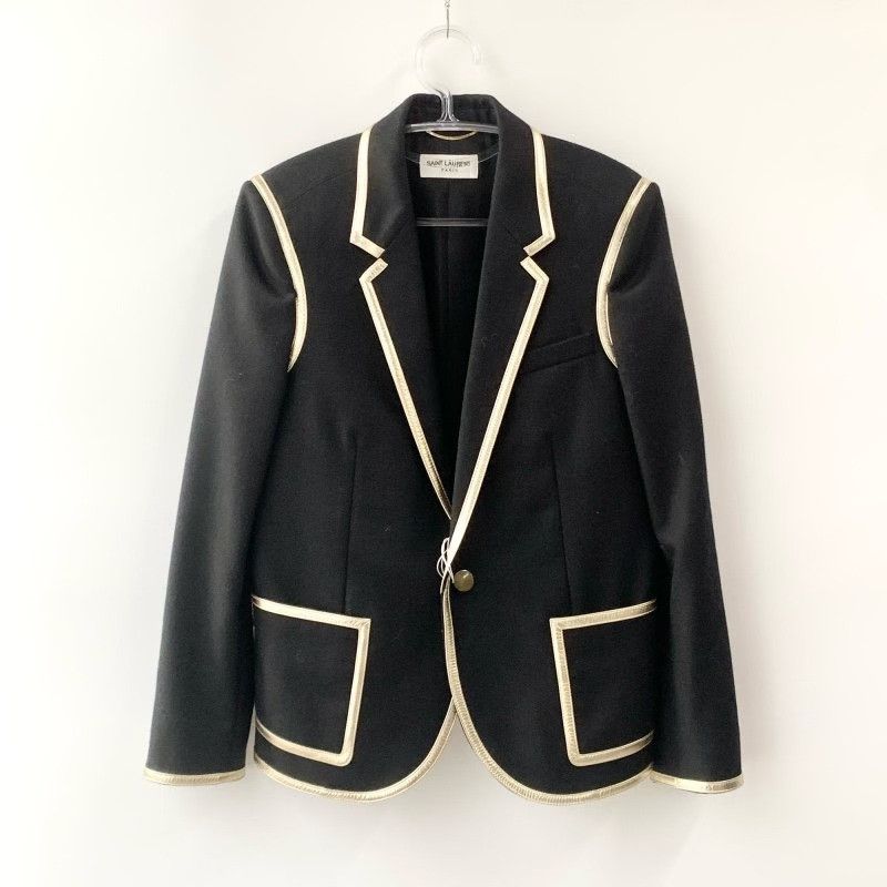 Yves Saint Laurent YSL Classic Black Gold Trim Blazer Size M / US 6-8 / IT 42-44 - 1 Thumbnail