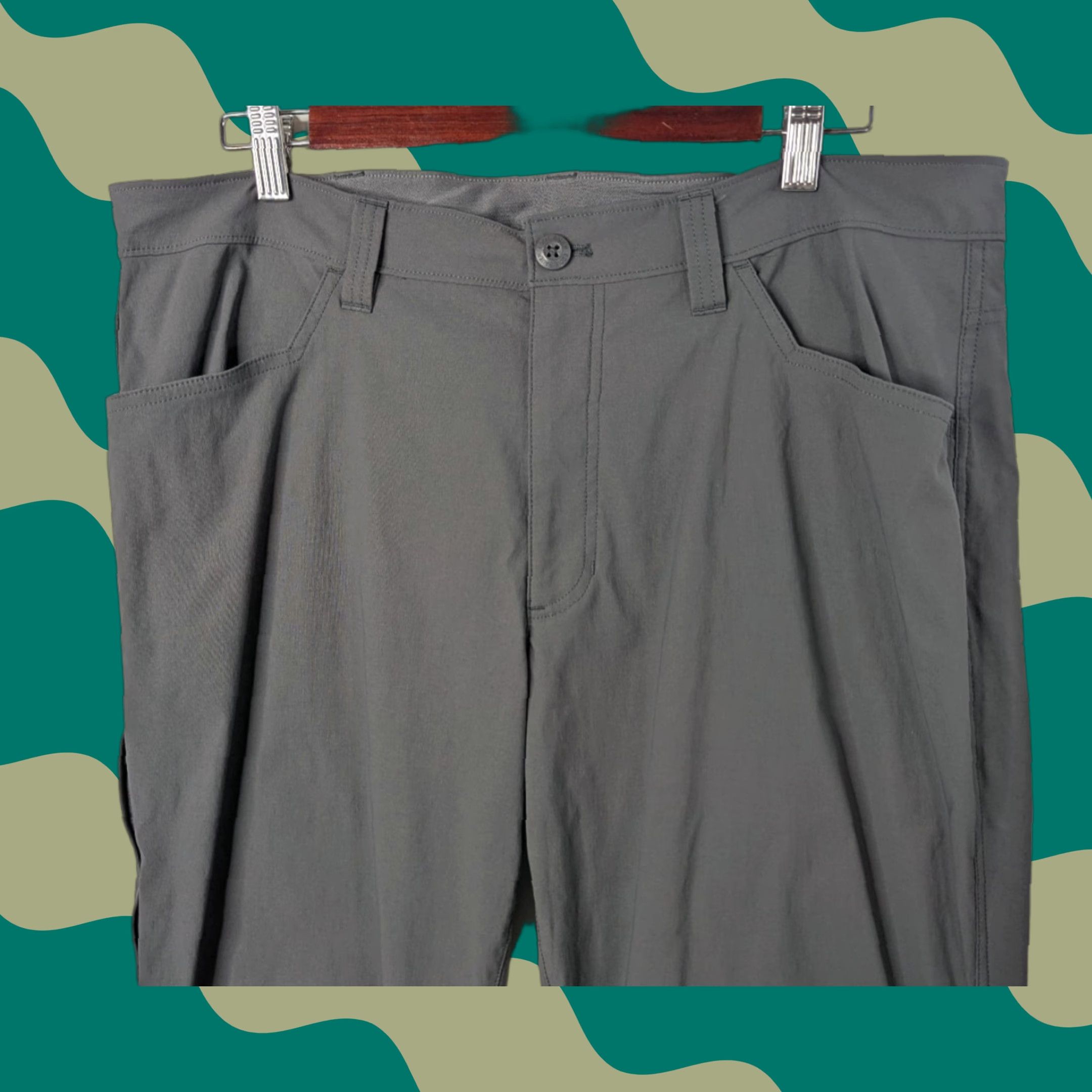 Eddie Bauer Eddie Bauer Tech Pants Men's 36x30 Gray Nylon Spandex Chino Stretch Quick Dry Hiking Outdoor Regular Straight Pants Size US 36 / EU 52 - 1 Thumbnail