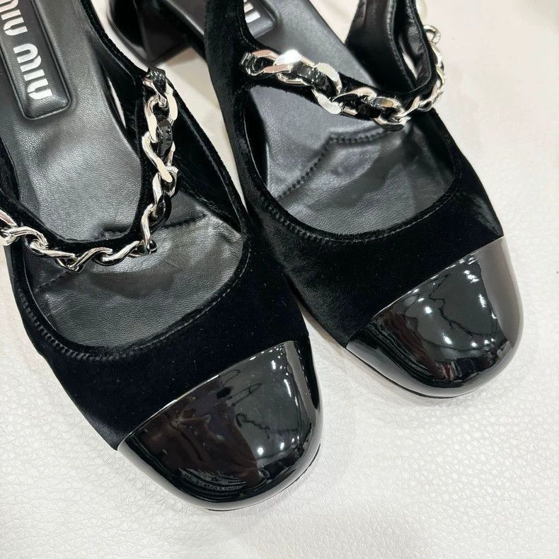 Prada Miumiu Velvet Mary Jane Shoes with Pearl-2506 Size US 8 / IT 38 - 2 Thumbnail