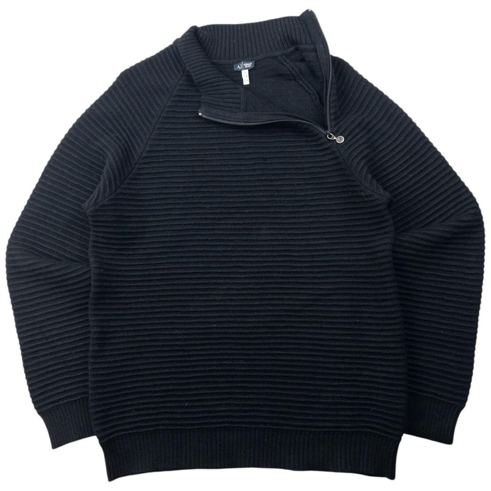 Other Vintage Armani Jeans Asymmetric Q Zip Ribbed Knit Jumper L Size US L / EU 52-54 / 3 - 1 Thumbnail