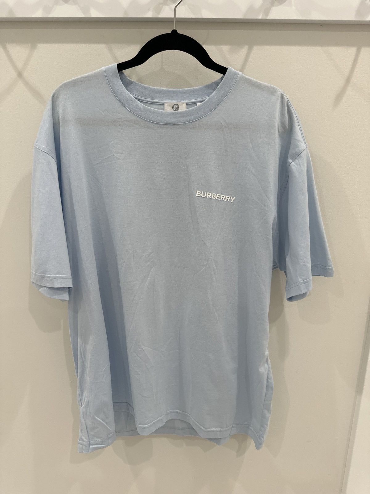 Burberry Back Monogram Motif Cotton Oversized T-shirt Sky Blue Size US XL / EU 56 / 4 - 4 Thumbnail