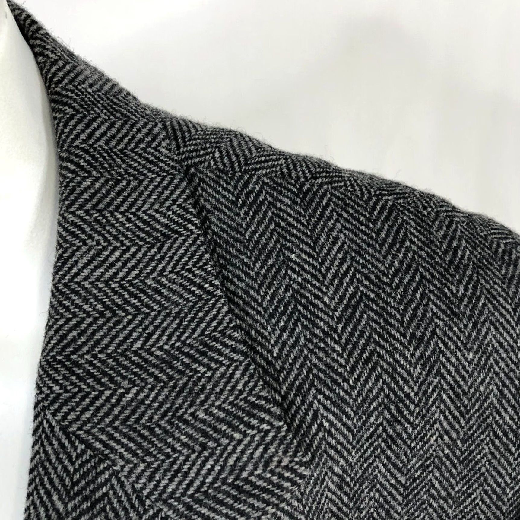 Lands' End Lands' End Lambswool Herringbone 46 R Sport Coat Jacket Black Gray S Size US S / EU 44-46 / 1 - 2 Thumbnail