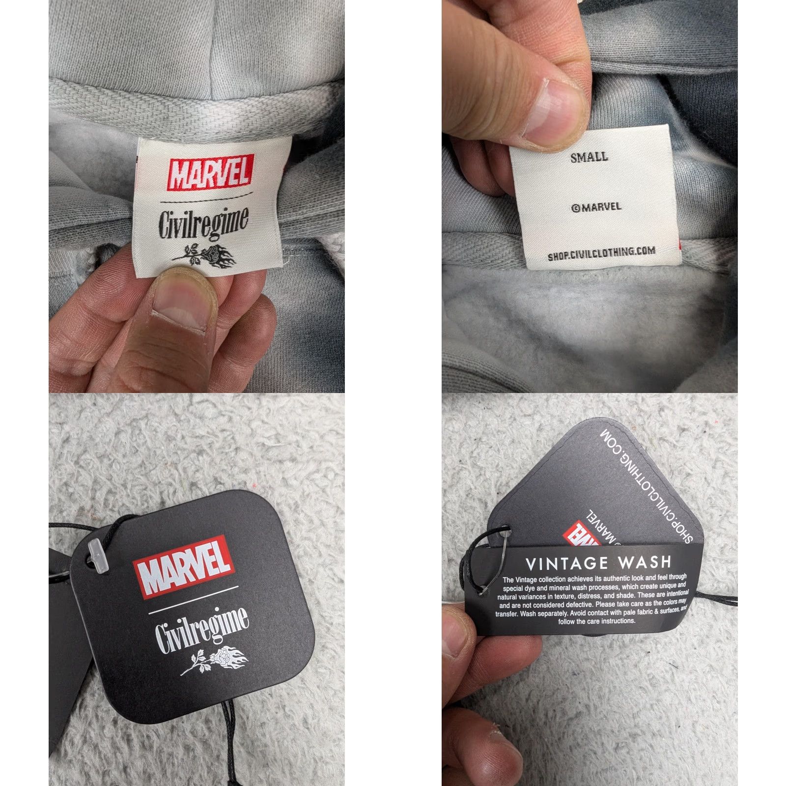 Vintage Civil Regime Marvel Miles Morales Marble Rose Hoodie Mens S Gray Size US S / EU 44-46 / 1 - 8 Thumbnail