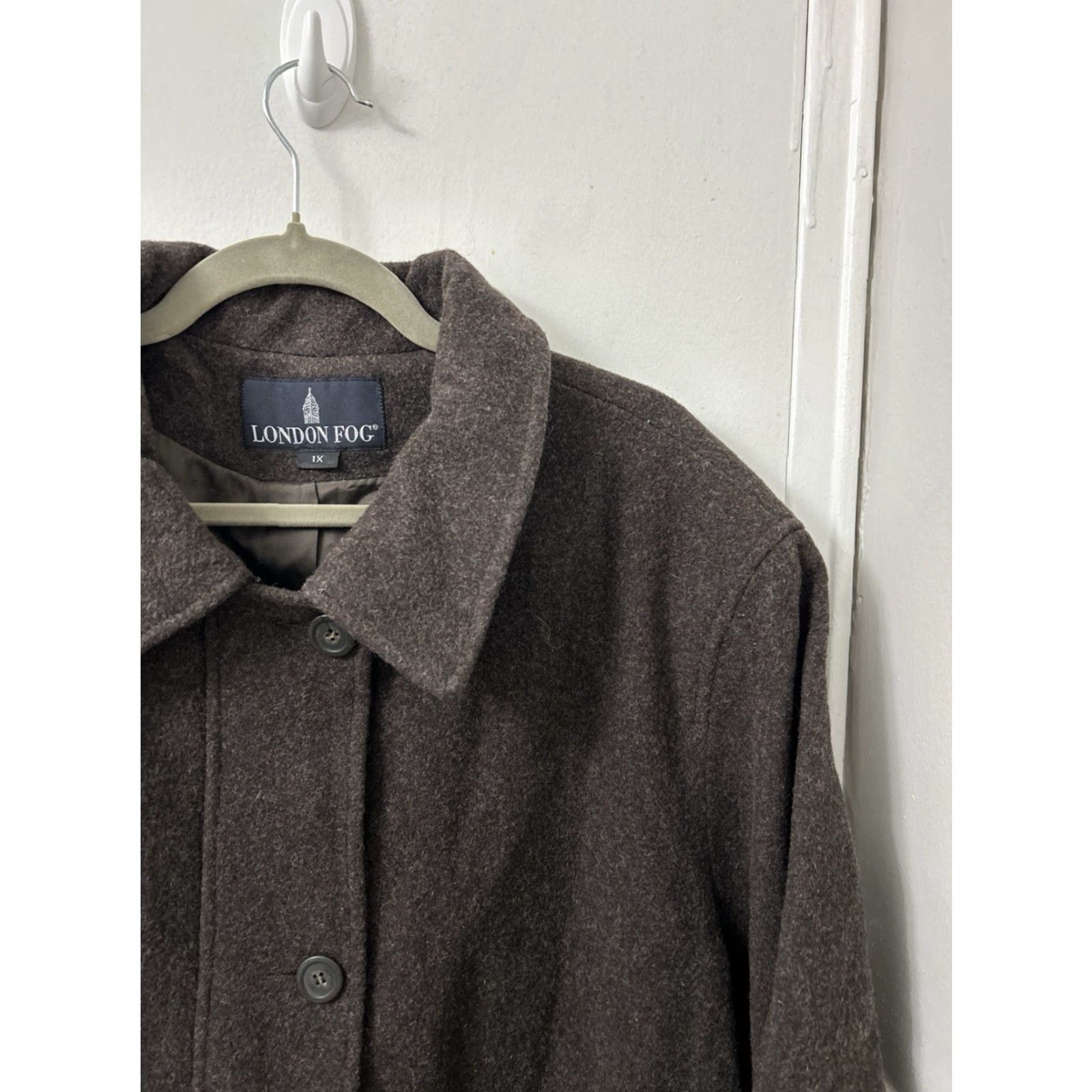 London Fog VINTAGE London Fog Coat Womens XL Brown 100% Wool Full Zip Button Front L/S Pockets Size XL / US 12-14 / IT 48-50 - 4 Thumbnail