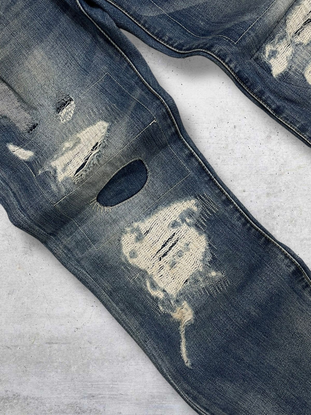 Japanese Brand VINTAGE 1990S DESIGNER SAMUEL&KEVIN DISTRESSEE RIPPED DENIM Size US 31 - 5 Thumbnail