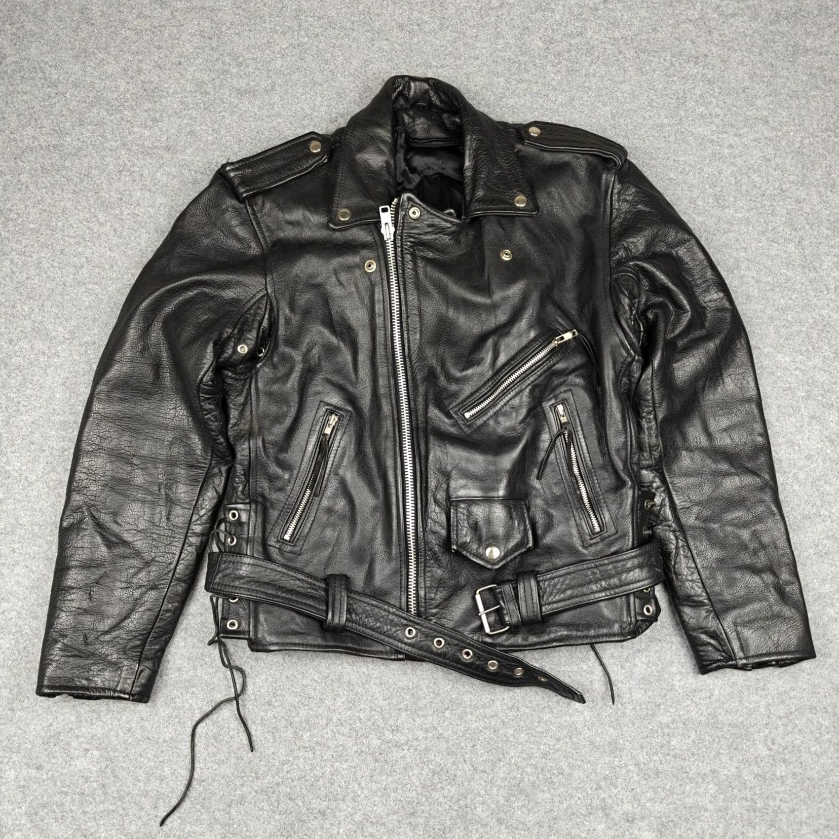 Harley Davidson VINTAGE Harley-Davidson Jacket Mens Medium Black Leather Biker HOG Patches Size US M / EU 48-50 / 2 - 2 Thumbnail