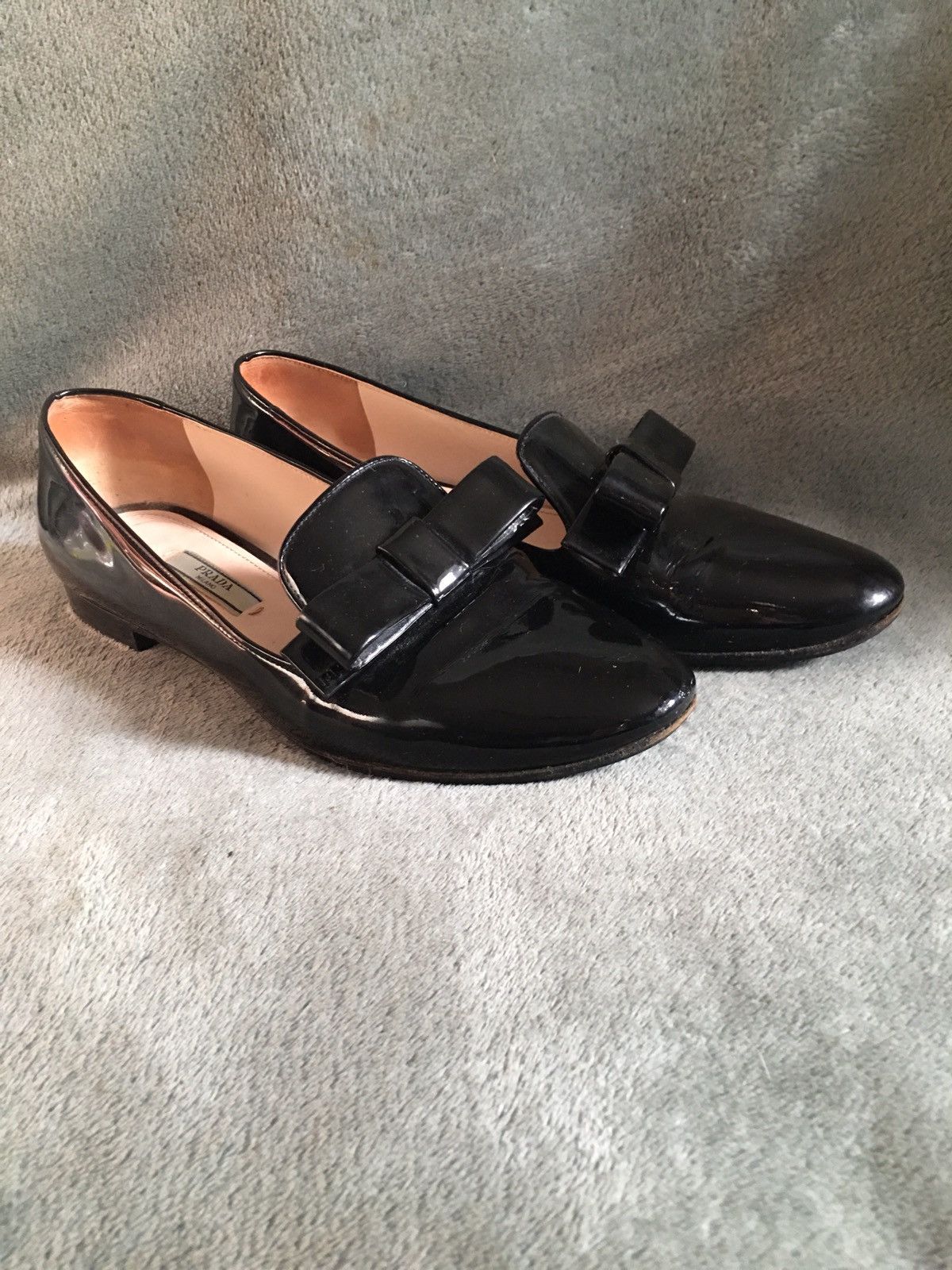 Prada Prada Black Patent Leather Bow Flats Loafers Size EU 37 Size US 7 / IT 37 - 3 Thumbnail